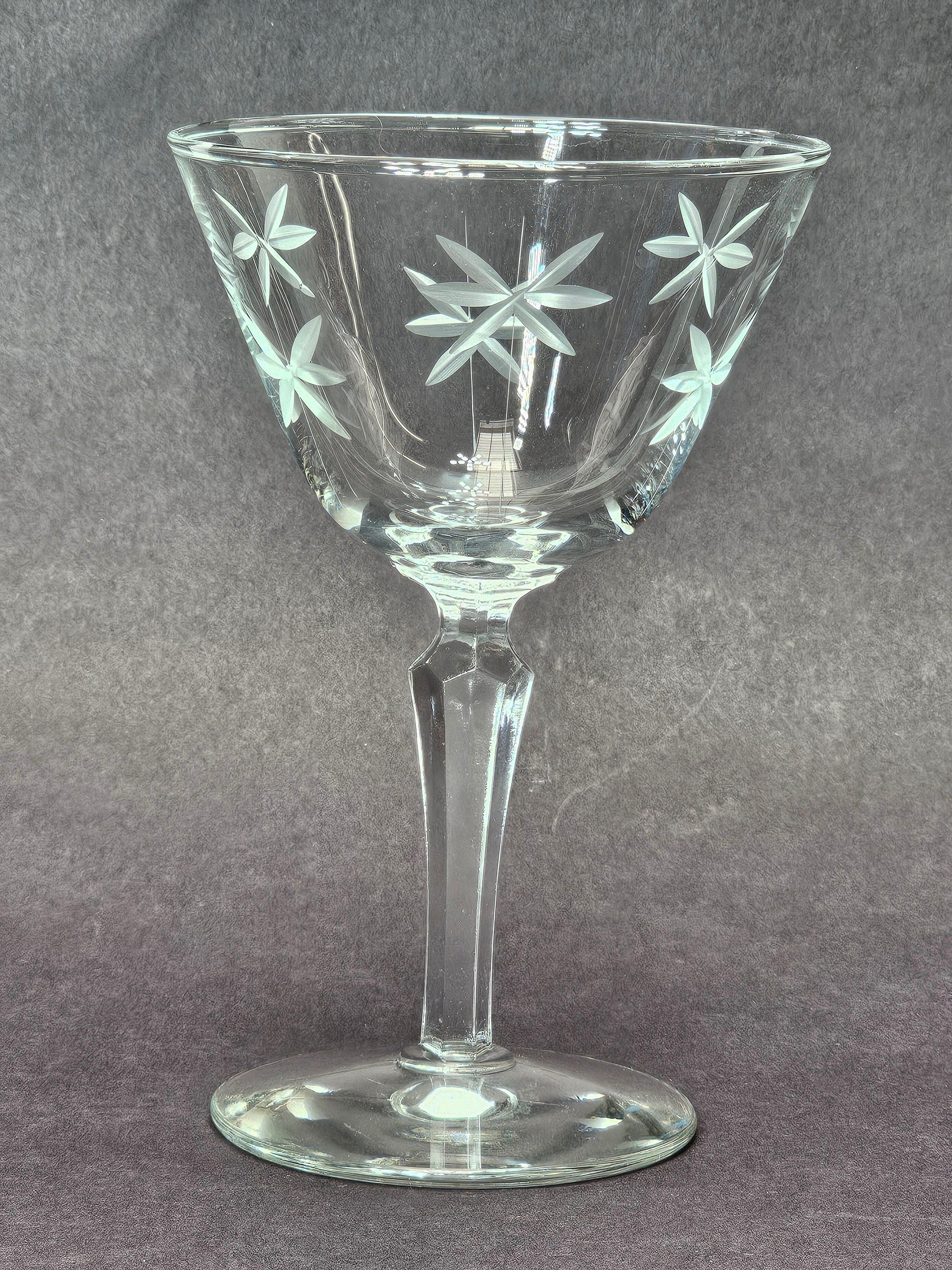 Libbey Clear Candlelight Etched Sherbet Stemmed Champagne Glass
