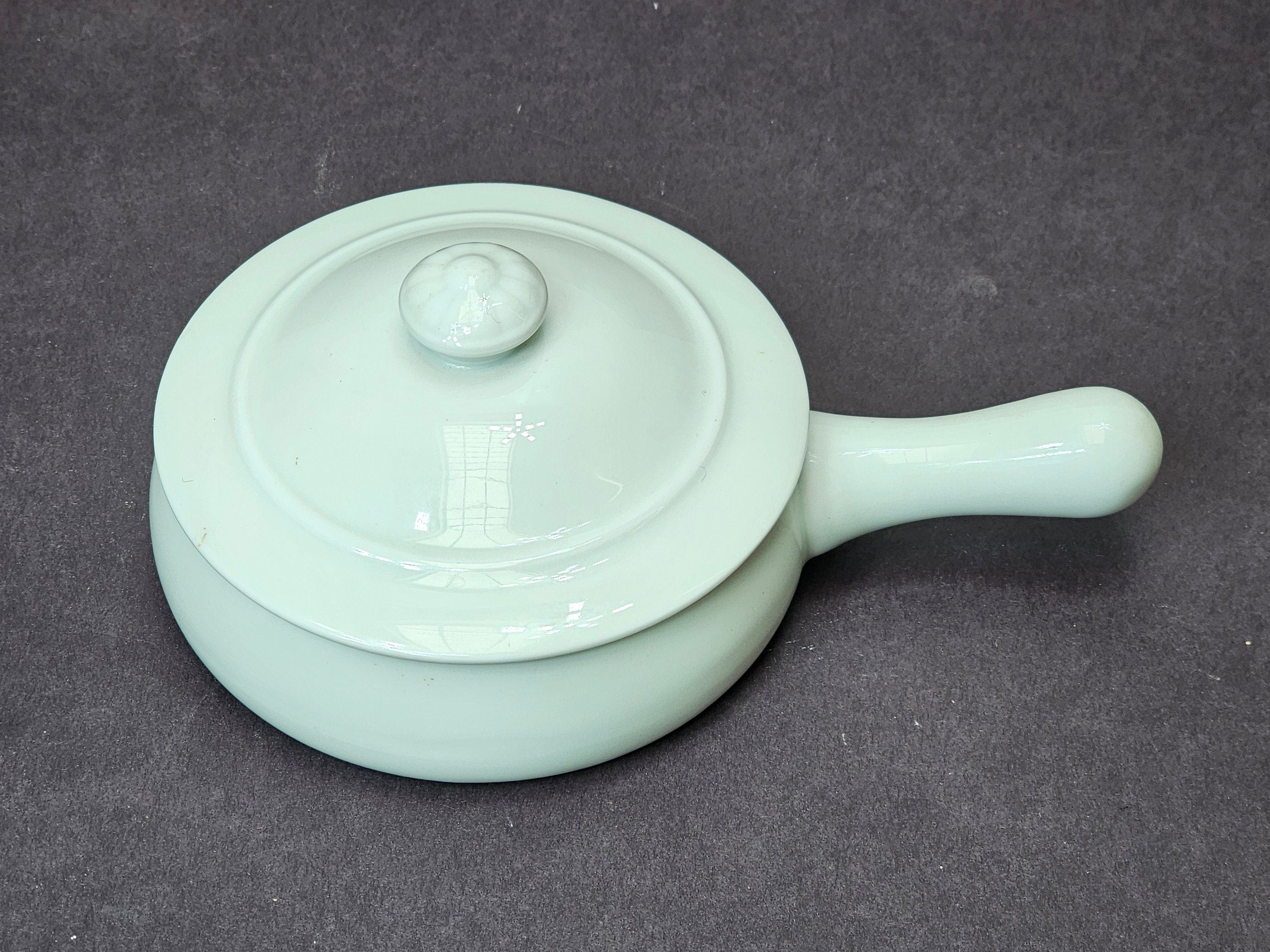 Vintage White Ceramic French Onion Soup Bowl With Lid Made In France