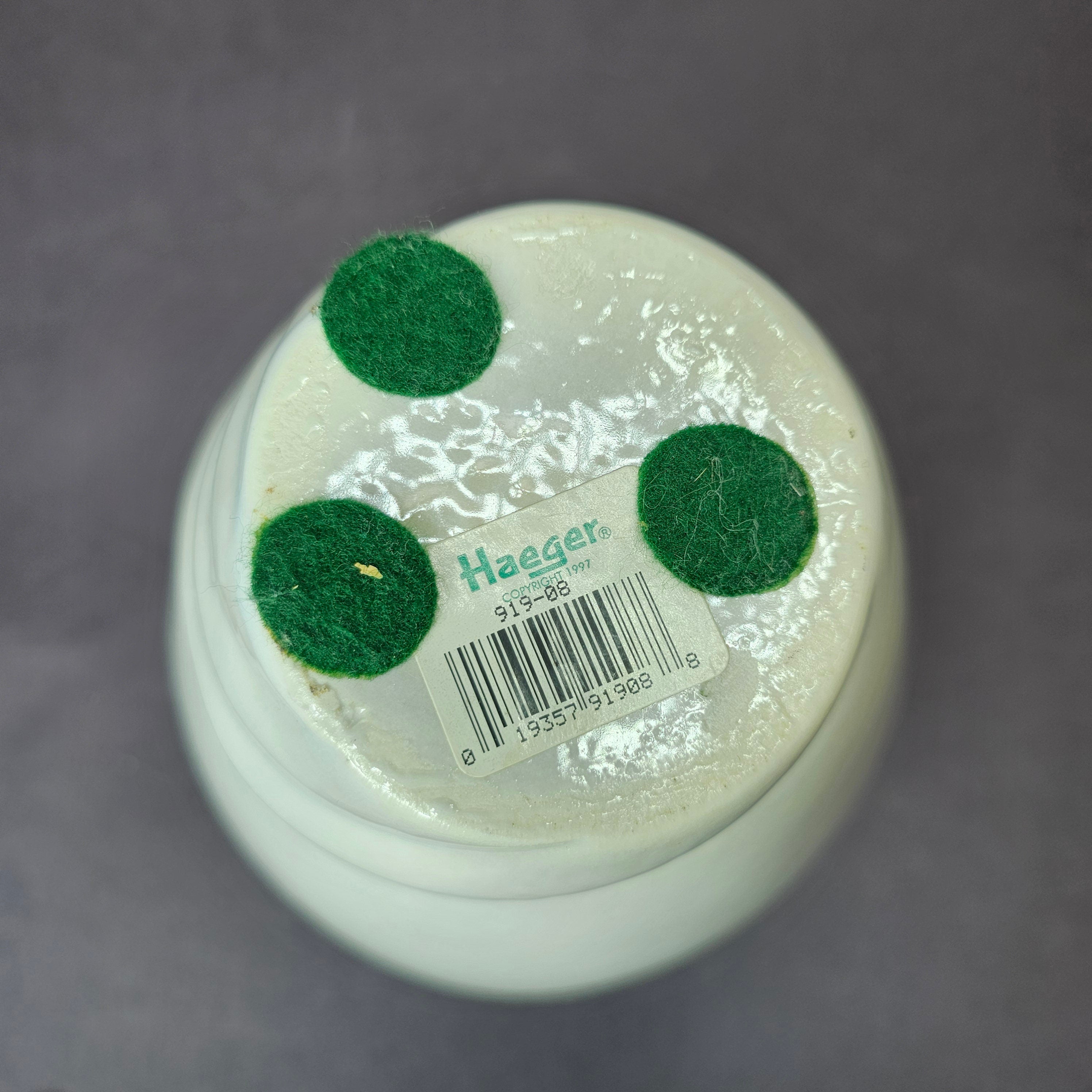 Vintage Haeger Pottery Streamline Swirl Vase 919-08 White Glaze