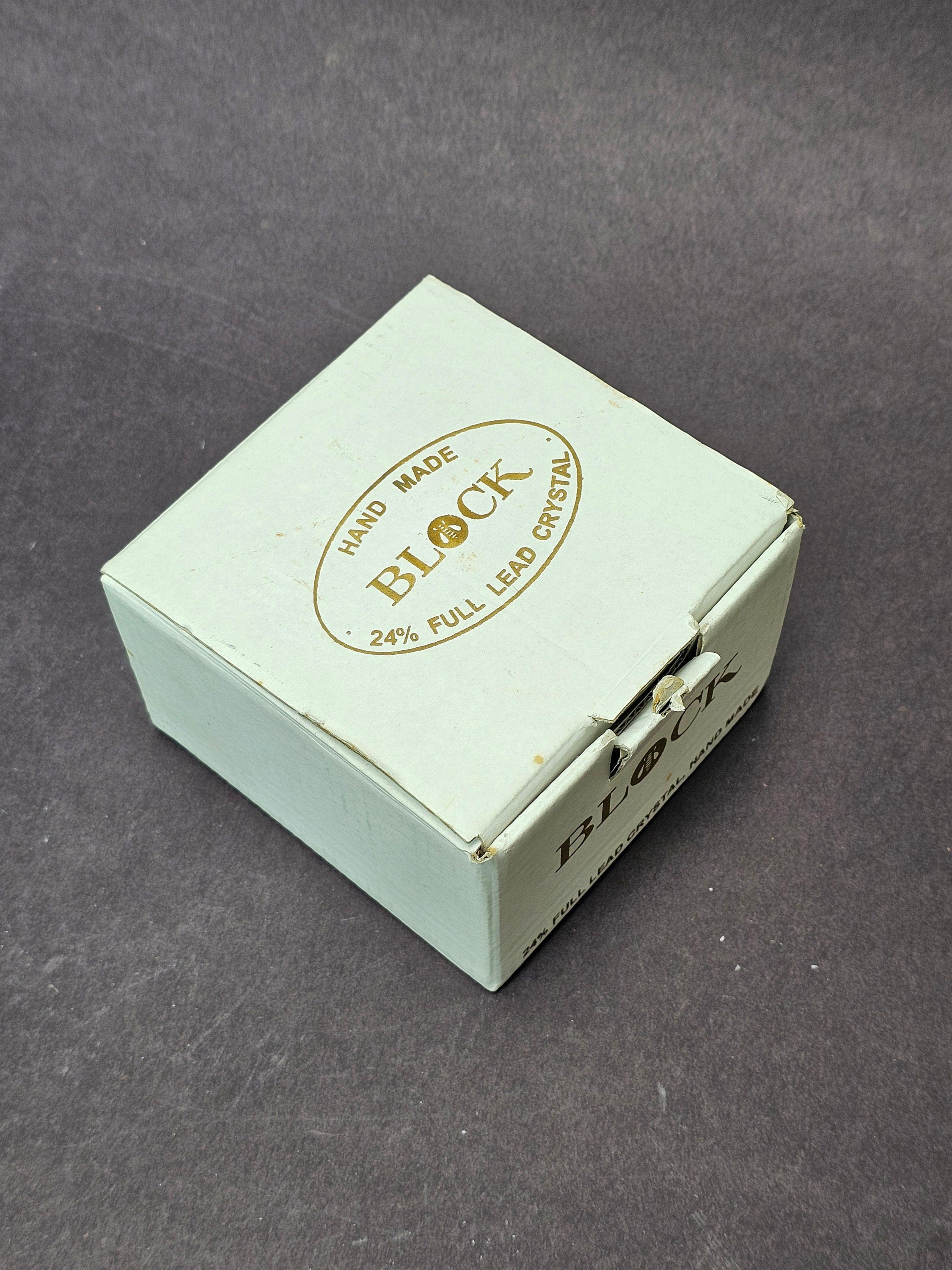 BLOCK Czech 24% Full Lead Crystal Glass Orion Heart Box Container NOS