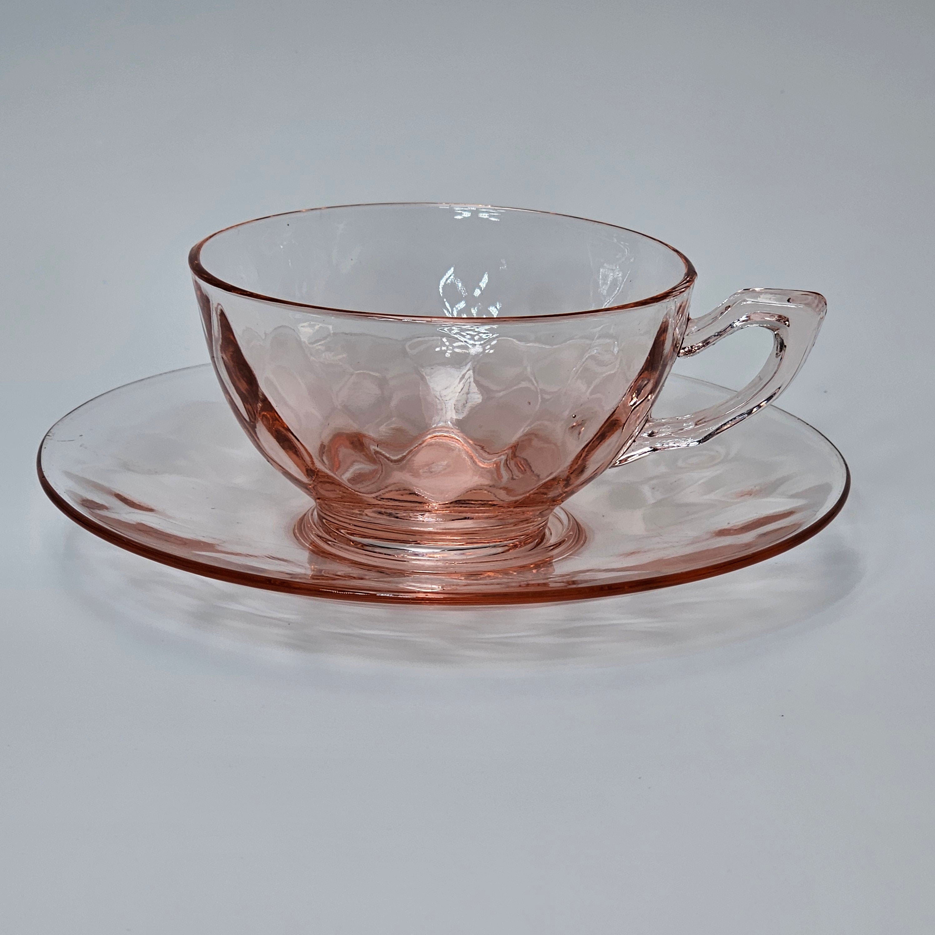 Heisey Yeoman Flamingo Pink Cup & Saucer Set (B)