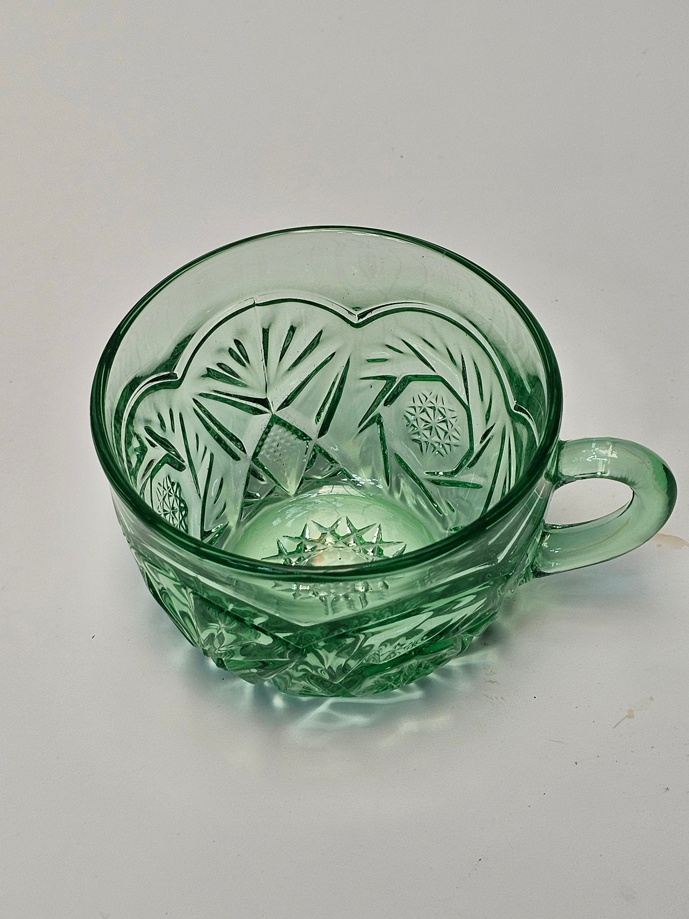 Heisey Pinwheel and Fan Green Moongleam Punch Cup