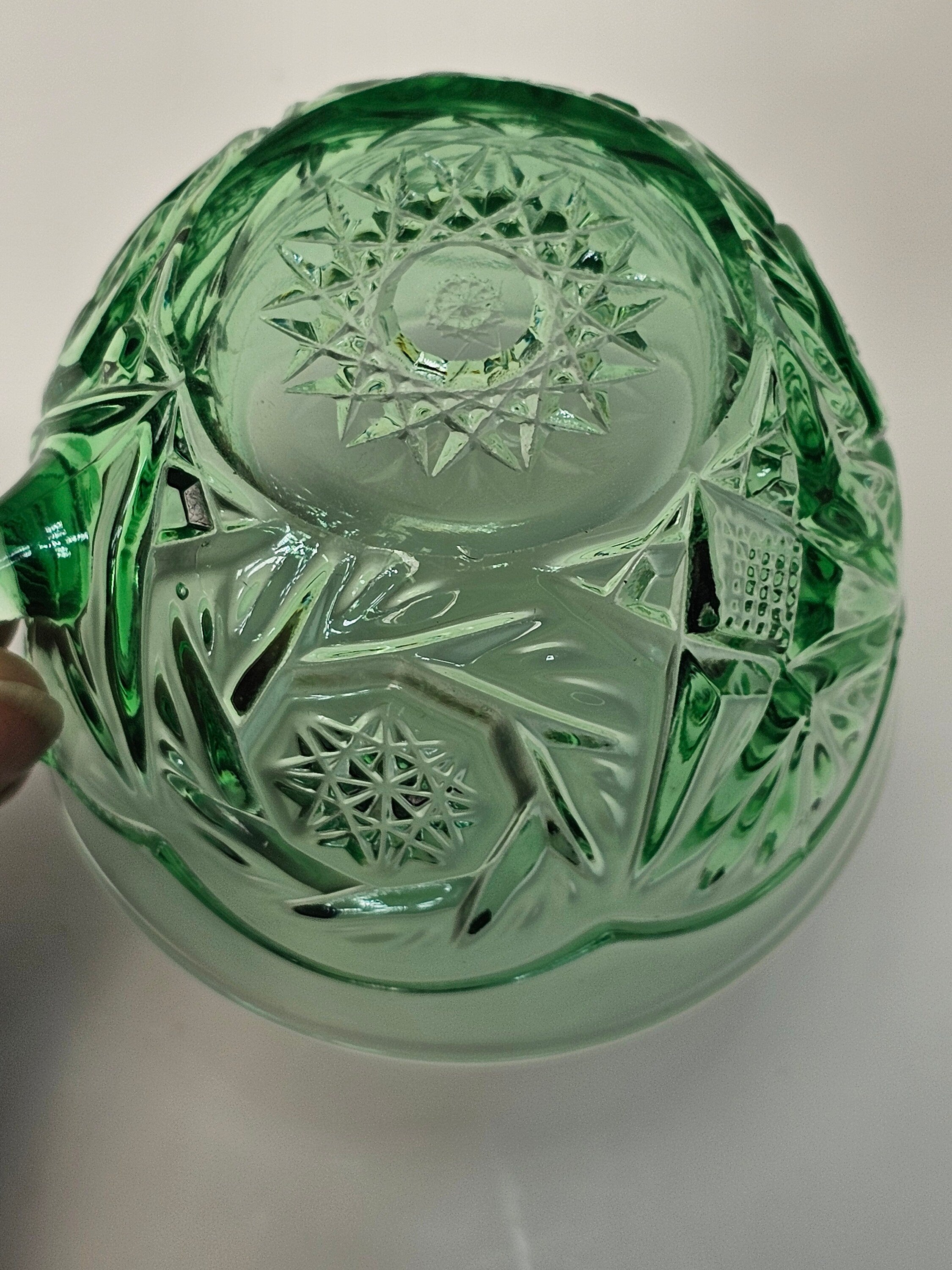 Heisey Pinwheel and Fan Green Moongleam Punch Cup