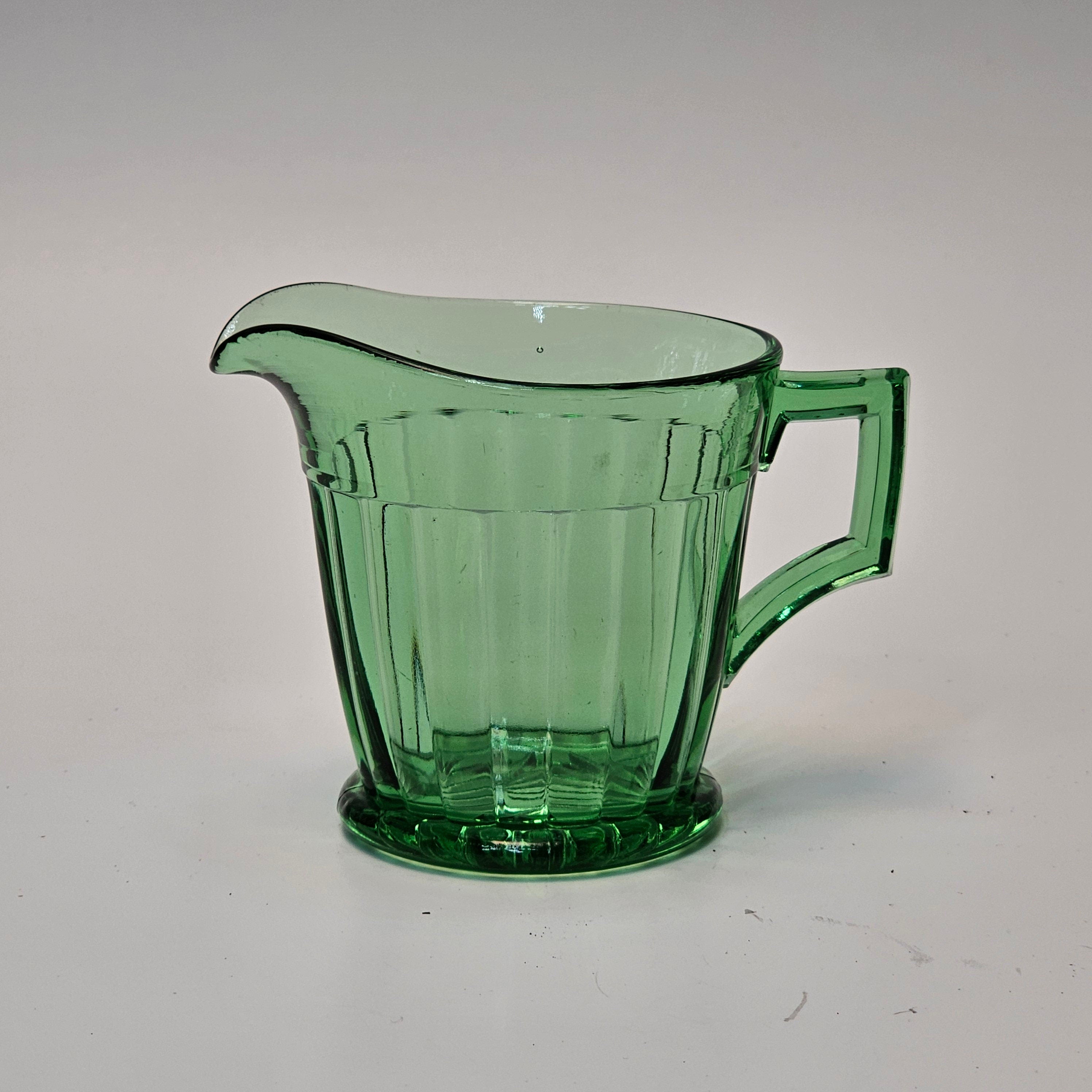 Heisey Glass Coarse Rib Moongleam Green Creamer 3"