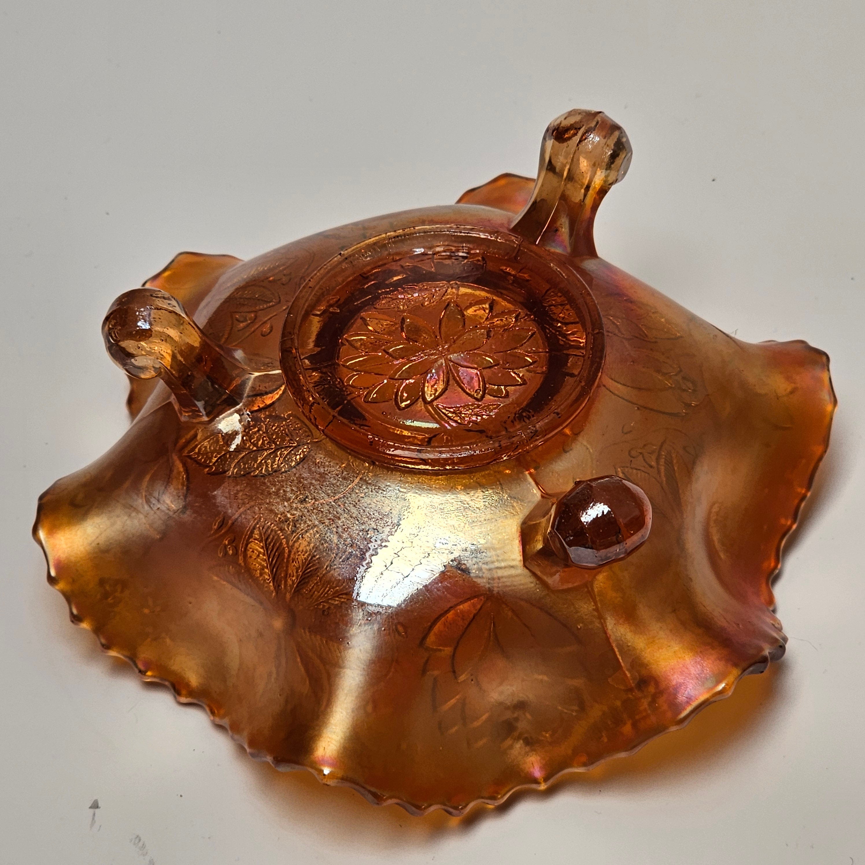 Vintage Carnival Glass Footed Candy / Nut Compote Dish