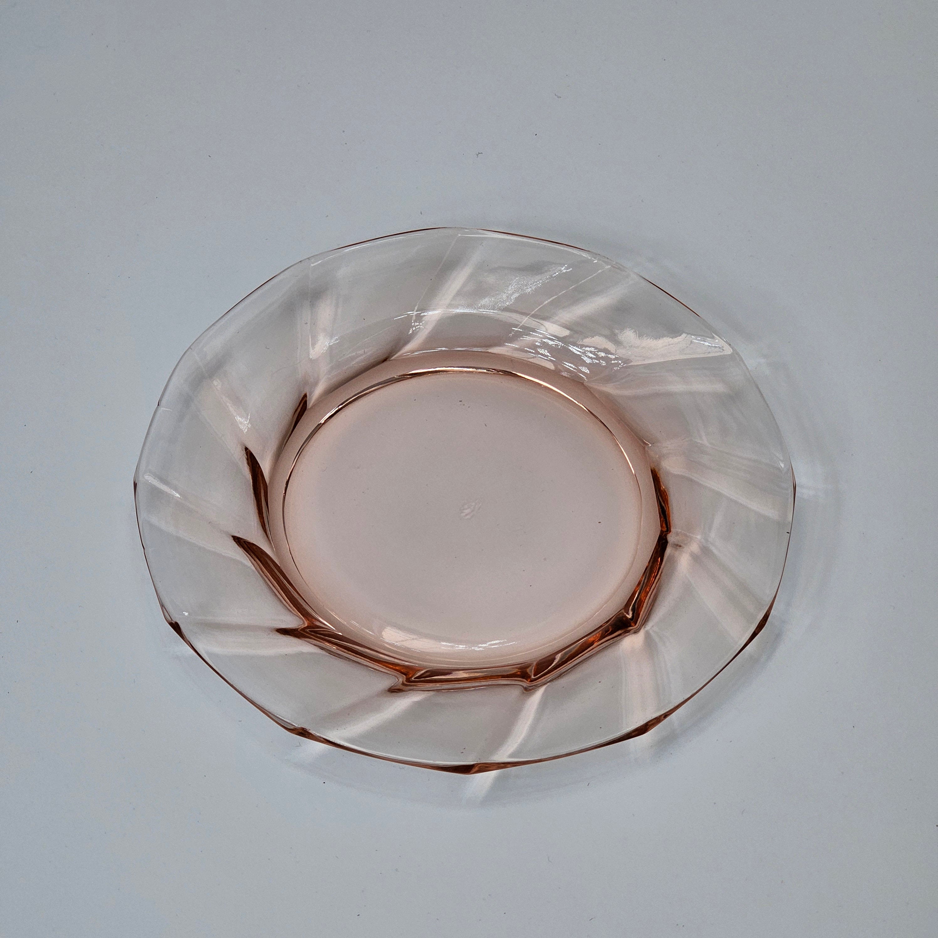 Heisey 5 7/8" Twist Pink Flamingo Glass Bread & Butter Plate