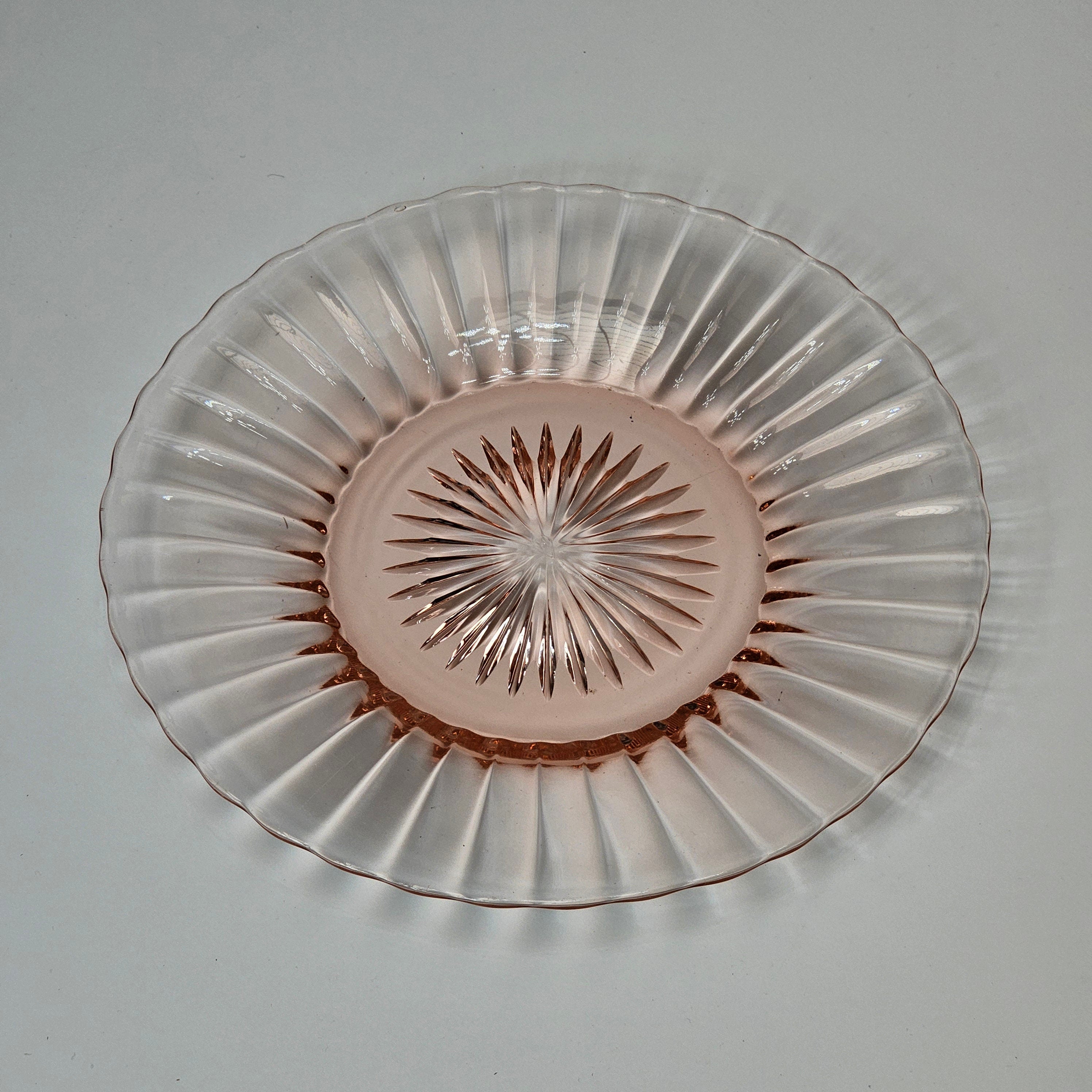 Heisey 7 1/2" Salad Plate Ridge and Star Pink Flamingo