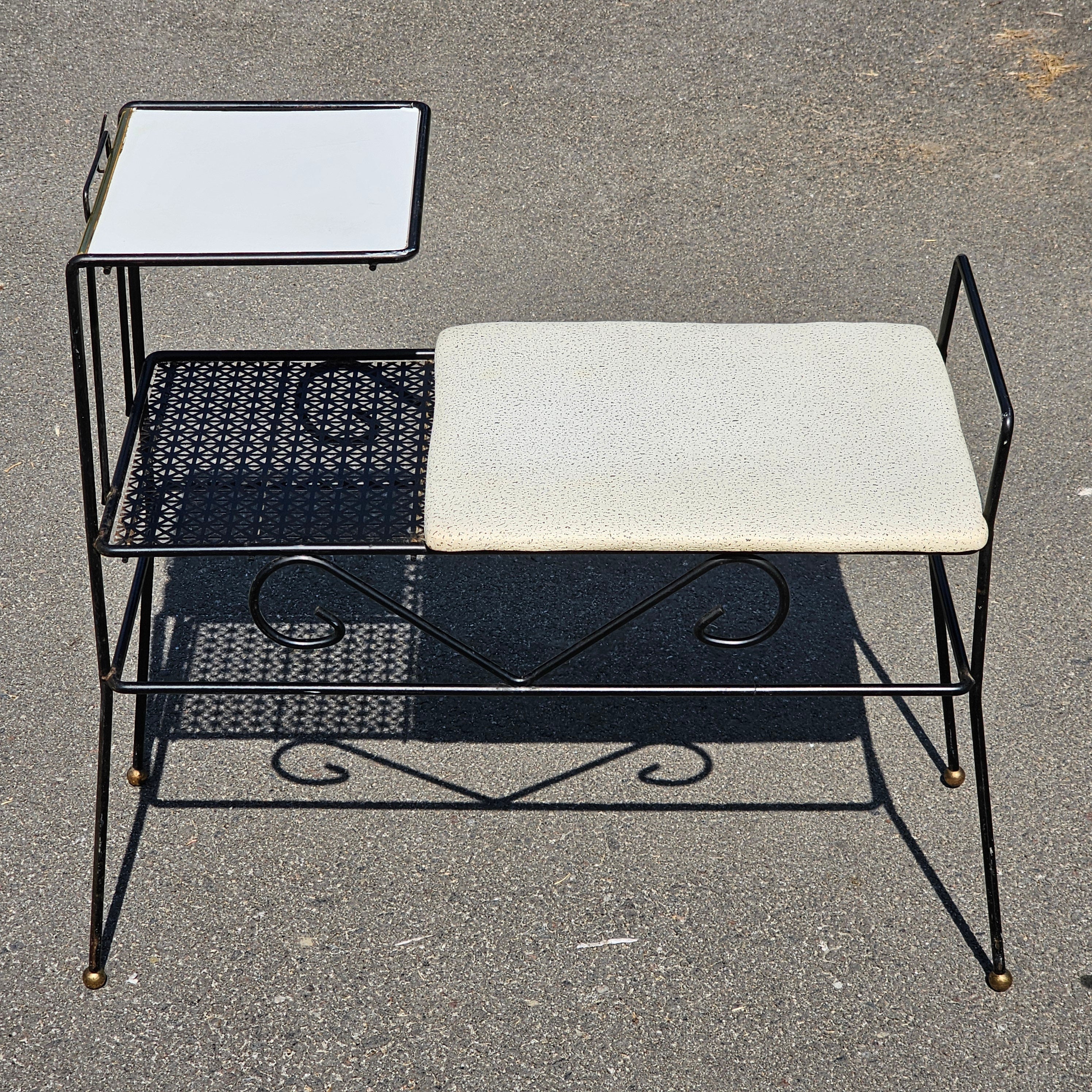 Vintage Mid-Century Retro Telephone Table Gossip Bench Atomic Space Age