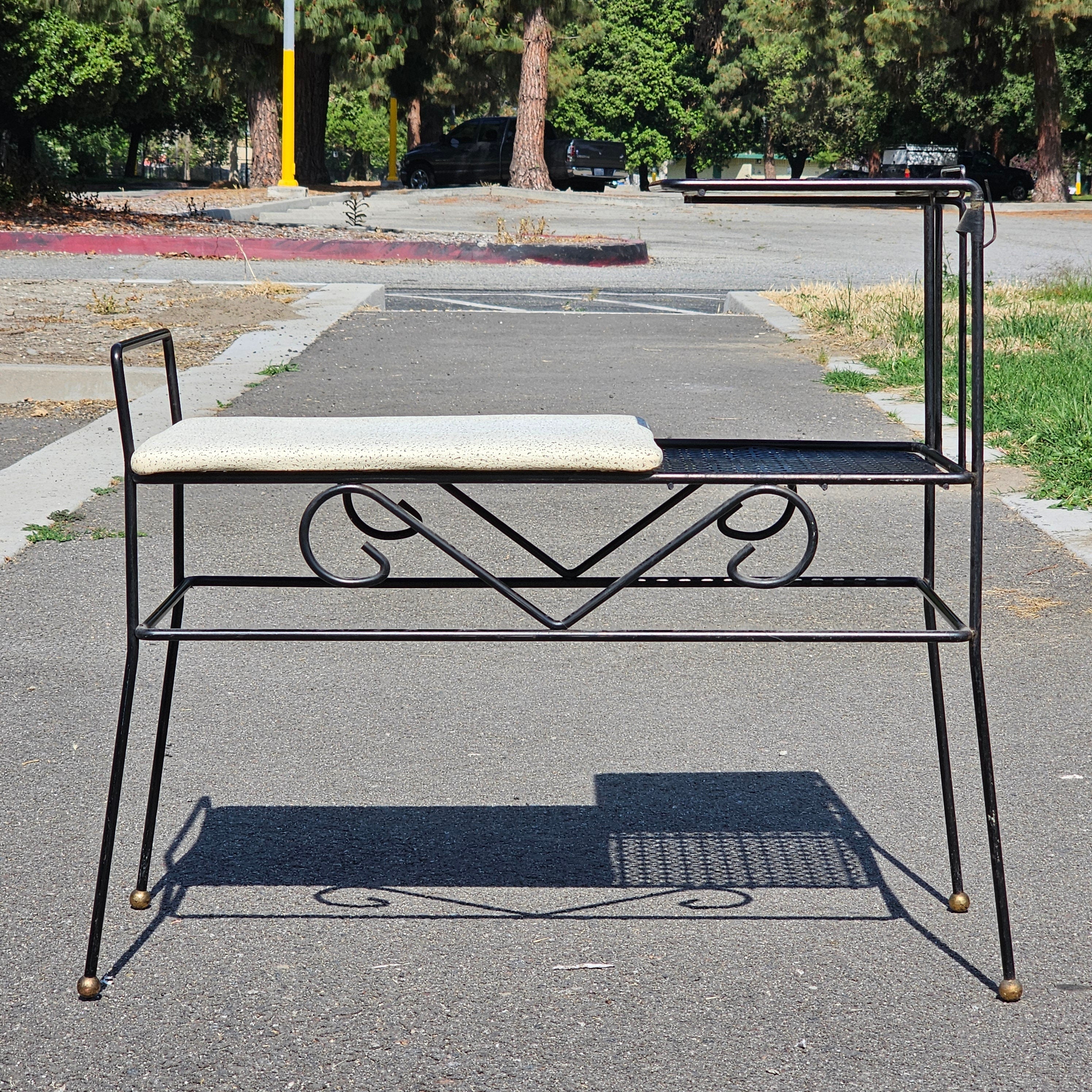 Vintage Mid-Century Retro Telephone Table Gossip Bench Atomic Space Age