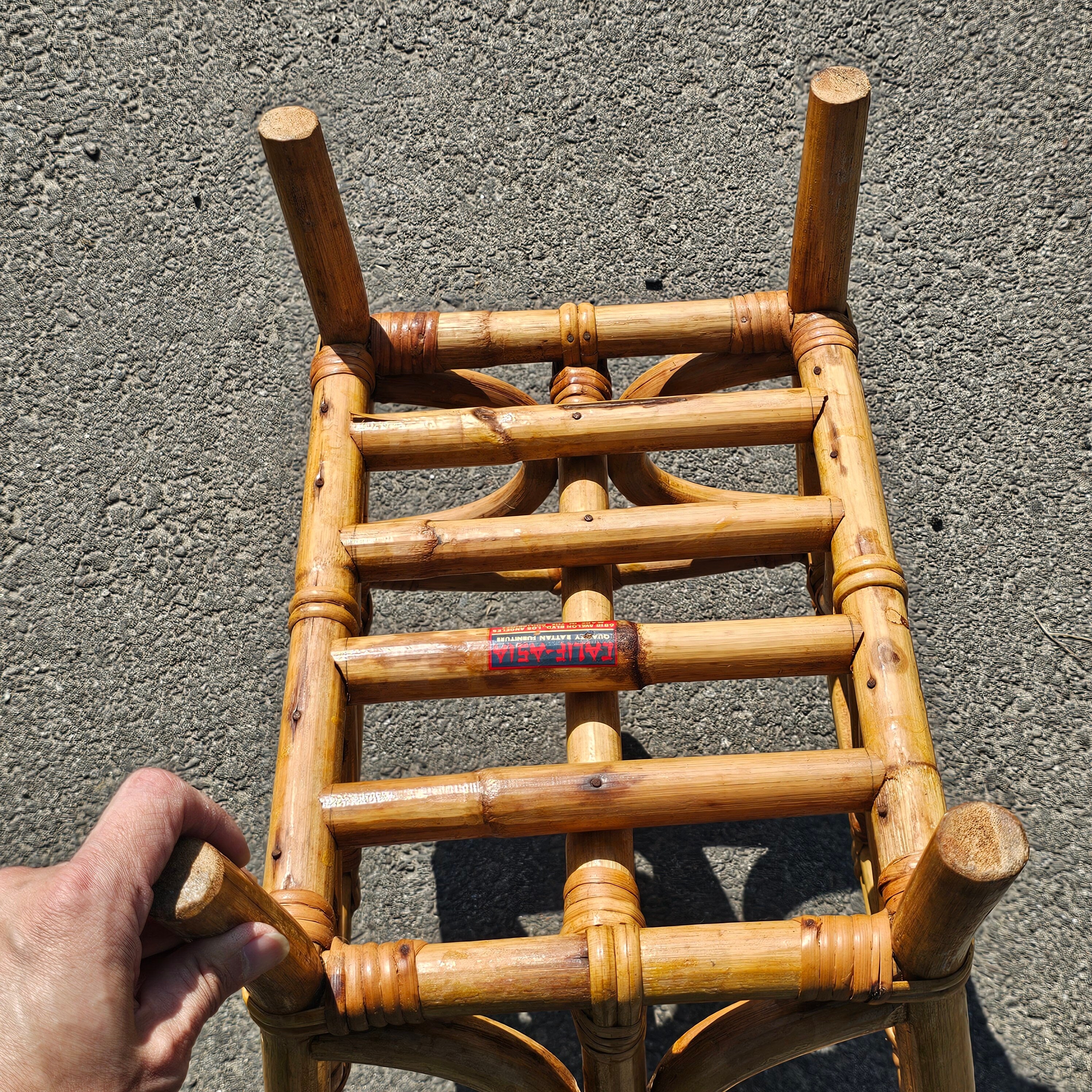 Vintage Calif-Asia Rattan Bamboo Boho Tiki Magazine Rack