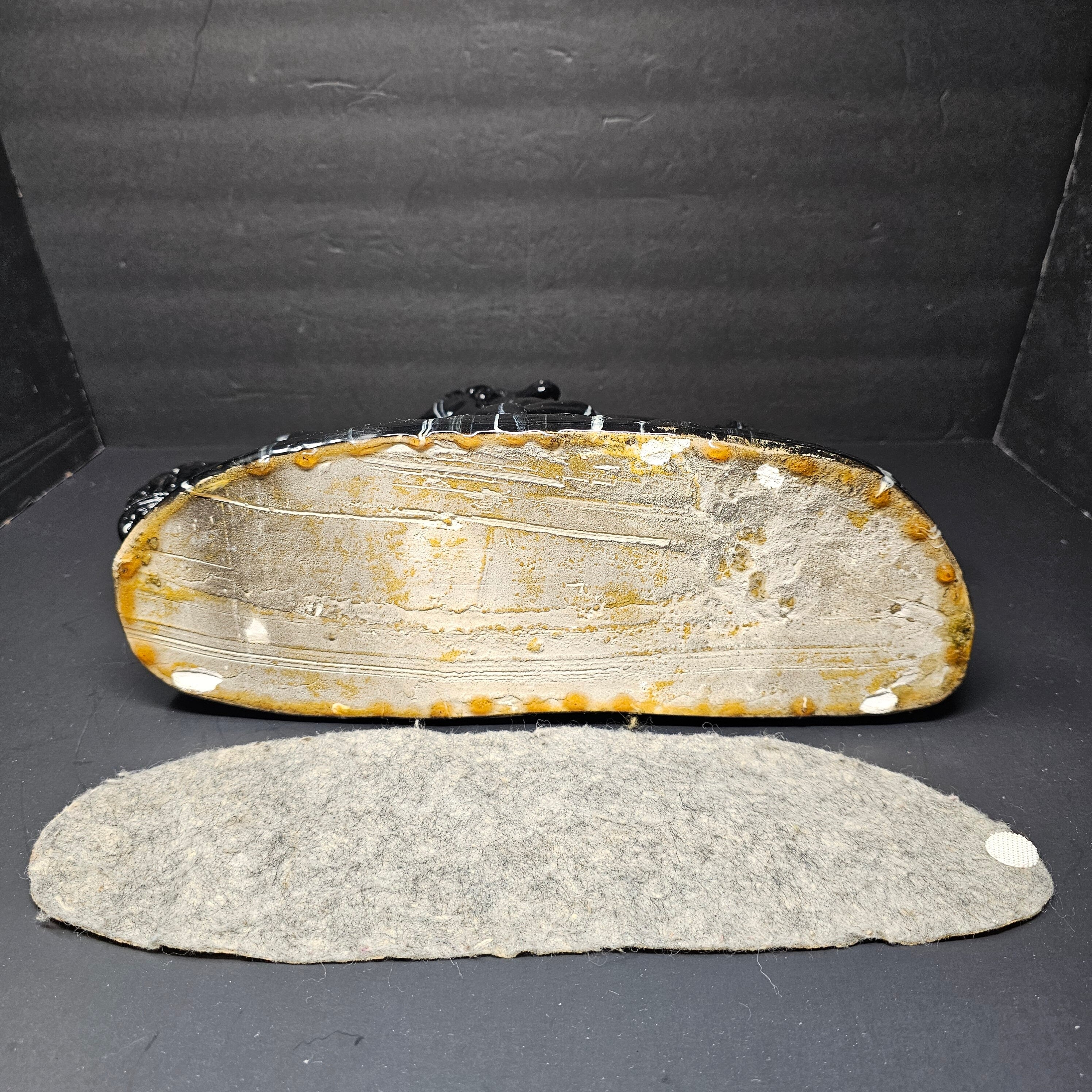 Two Black Stallions Sculpture Glazed Plaster Marble Swirl Statue Vintage