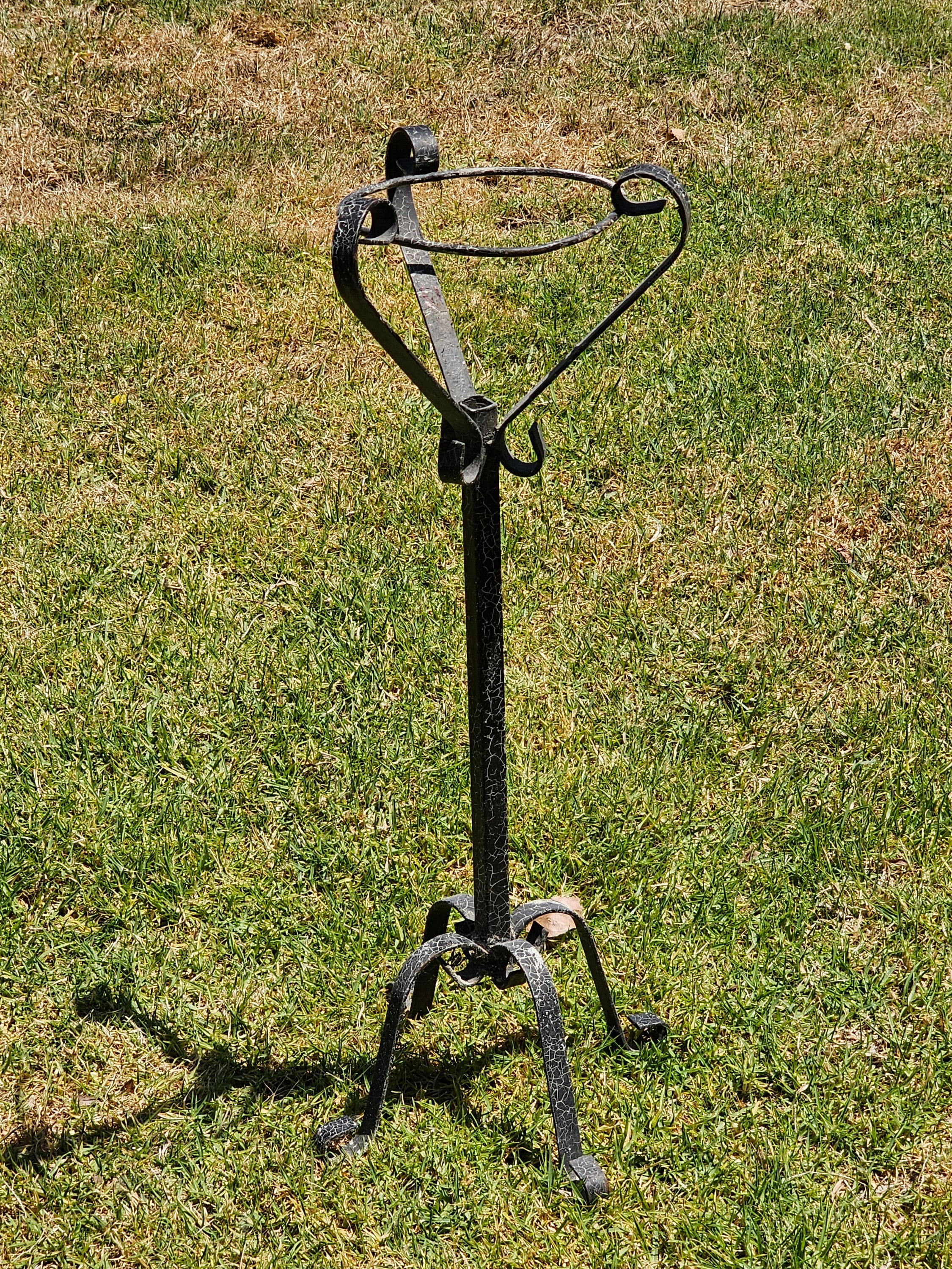 Vintage Scrolled Metal Plant Stand Rustic 29" H