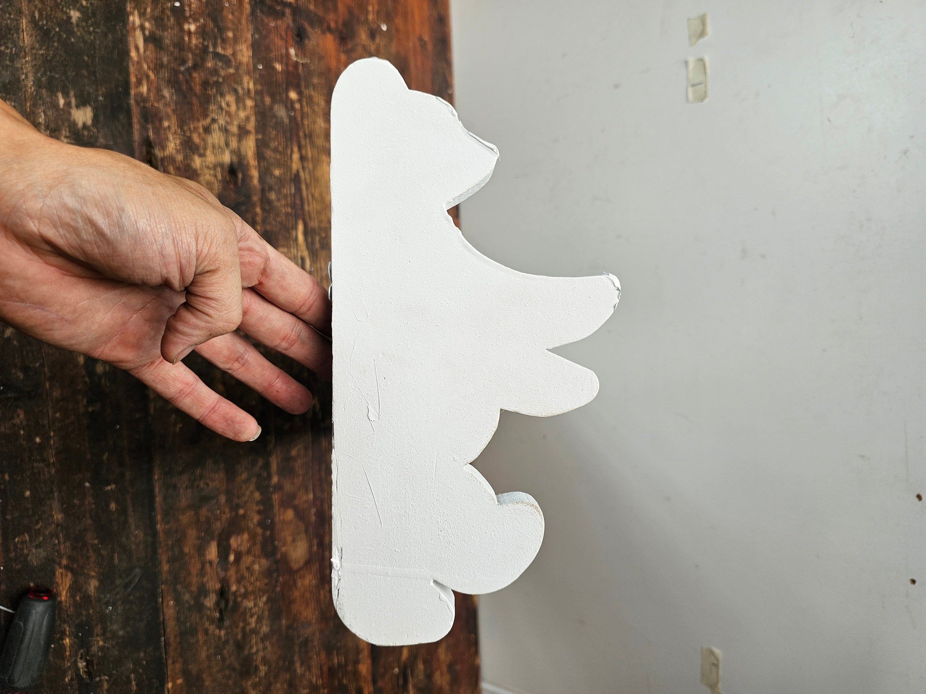 Wall Shelf Wooden Peg Hooks And Concho Style Round Hooks Bear Design