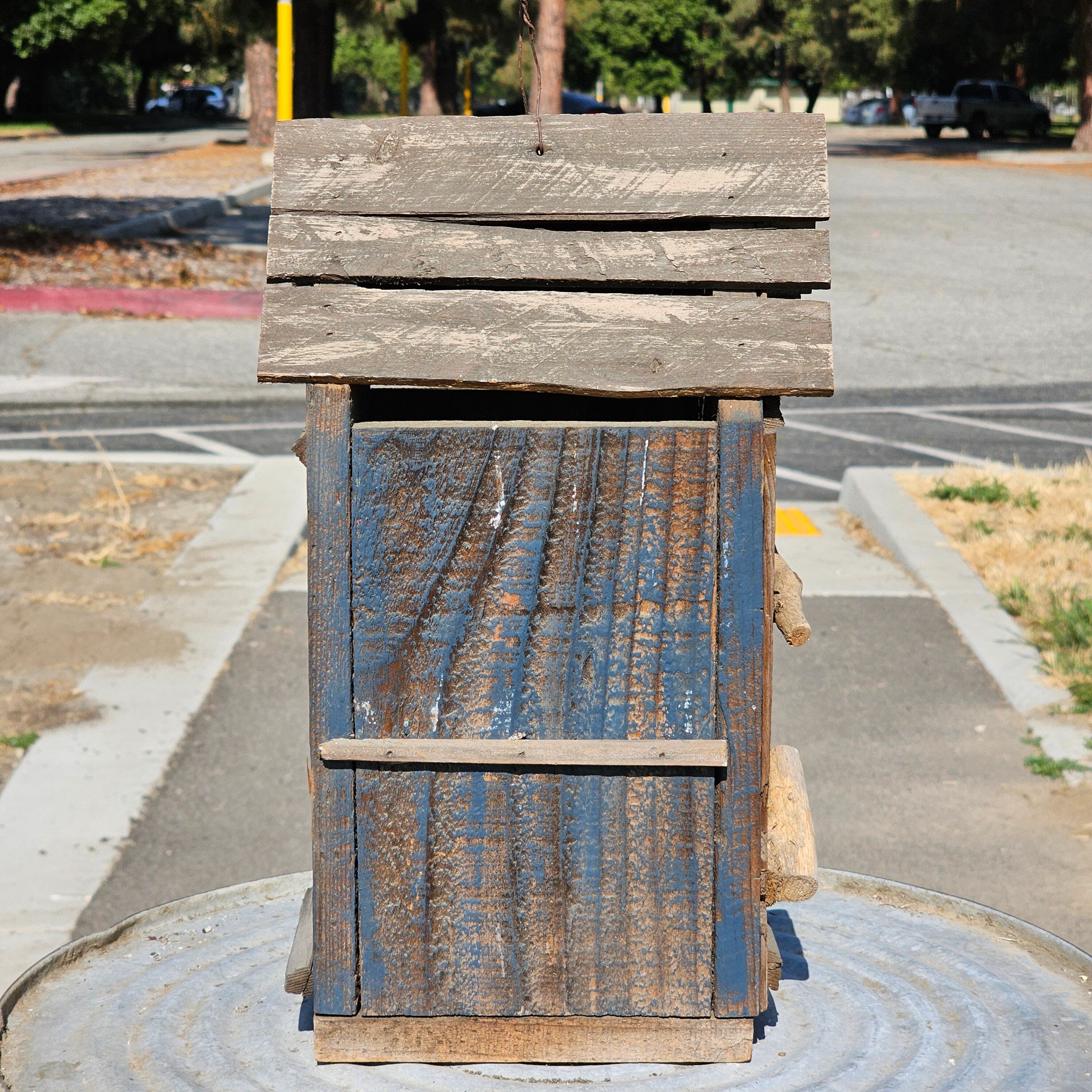 Rustic Bird House Hanging Birdhouse Handmade Singed