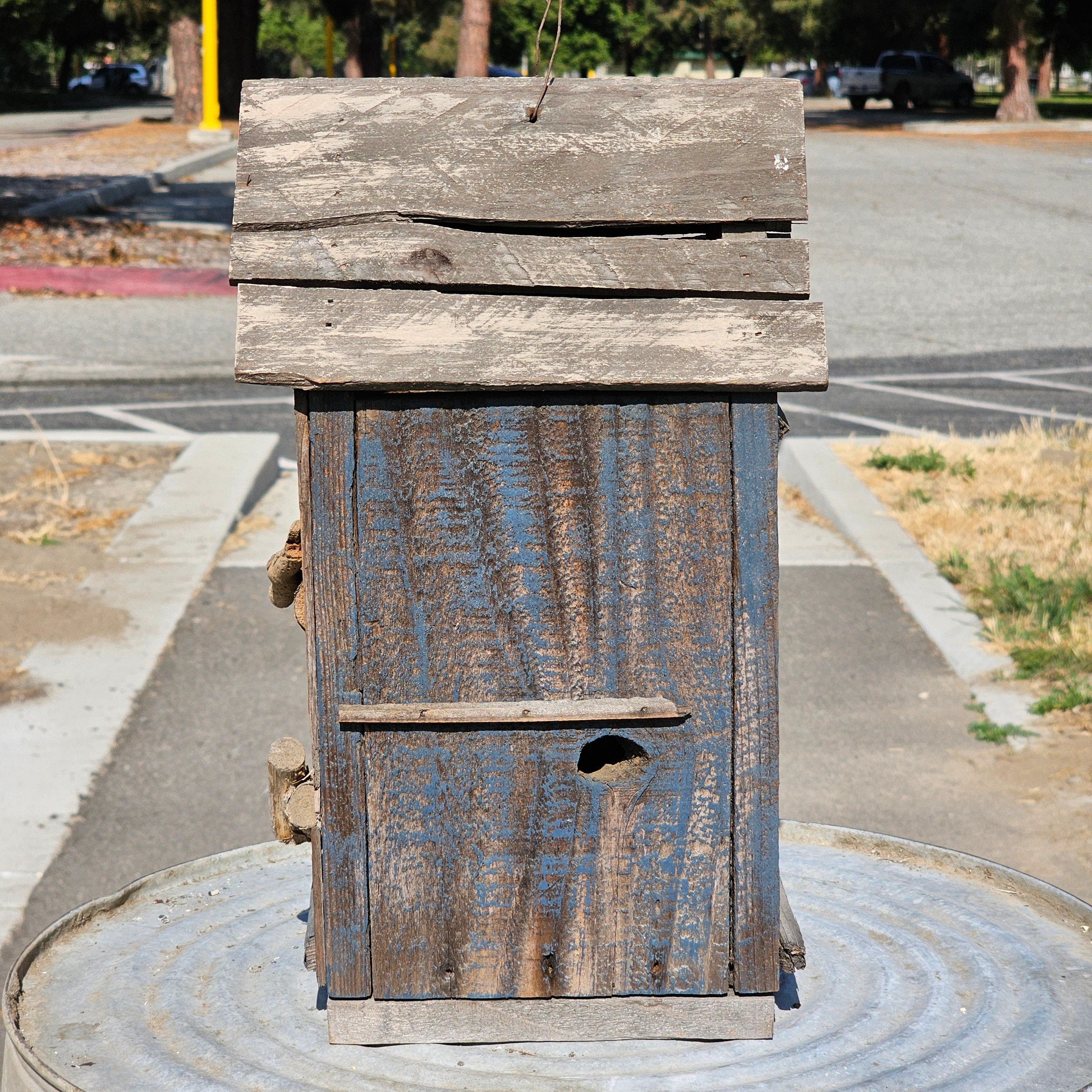 Rustic Bird House Hanging Birdhouse Handmade Singed