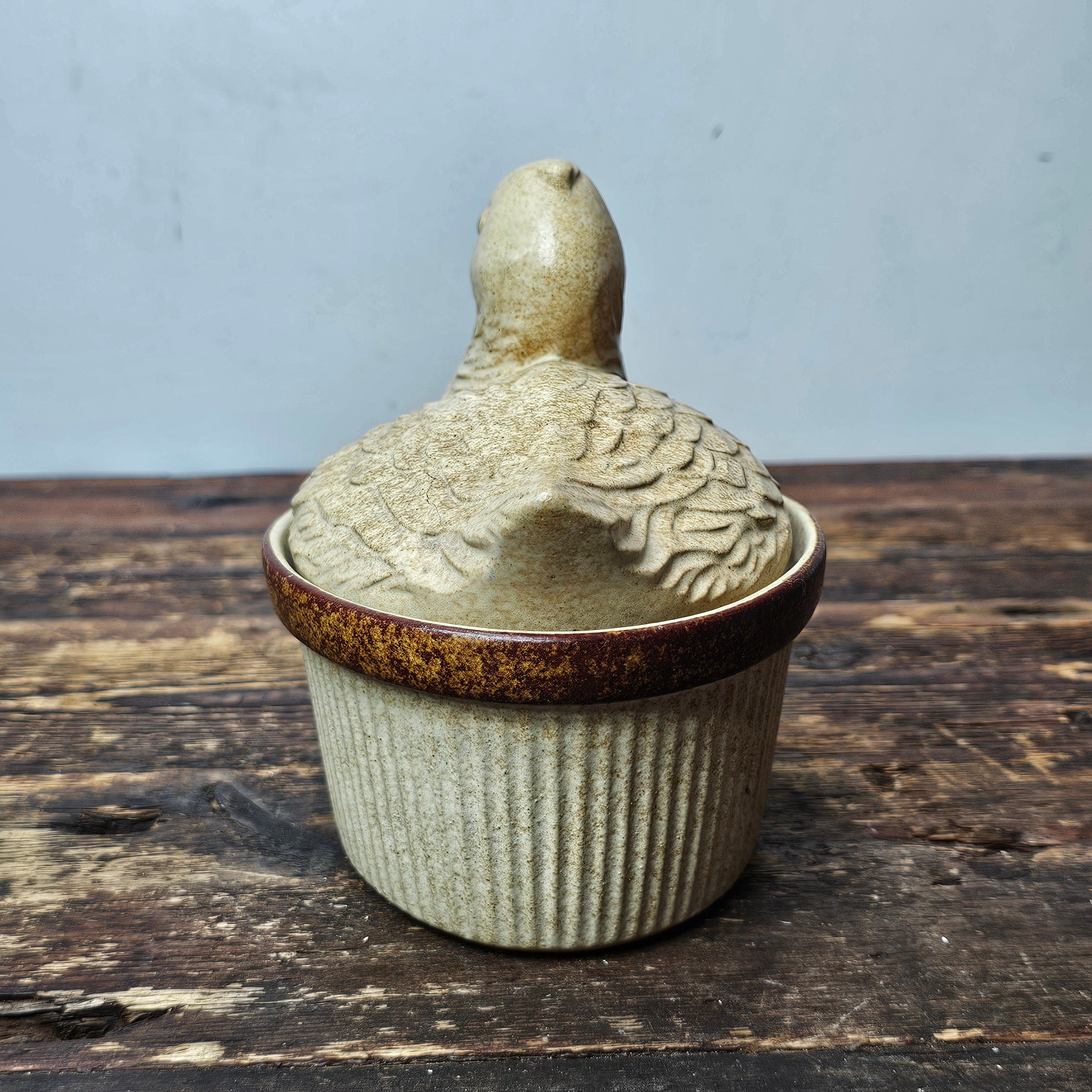 American Pottery Craft Duck Ramikin 6.5" Lidded Casserole Dish USA