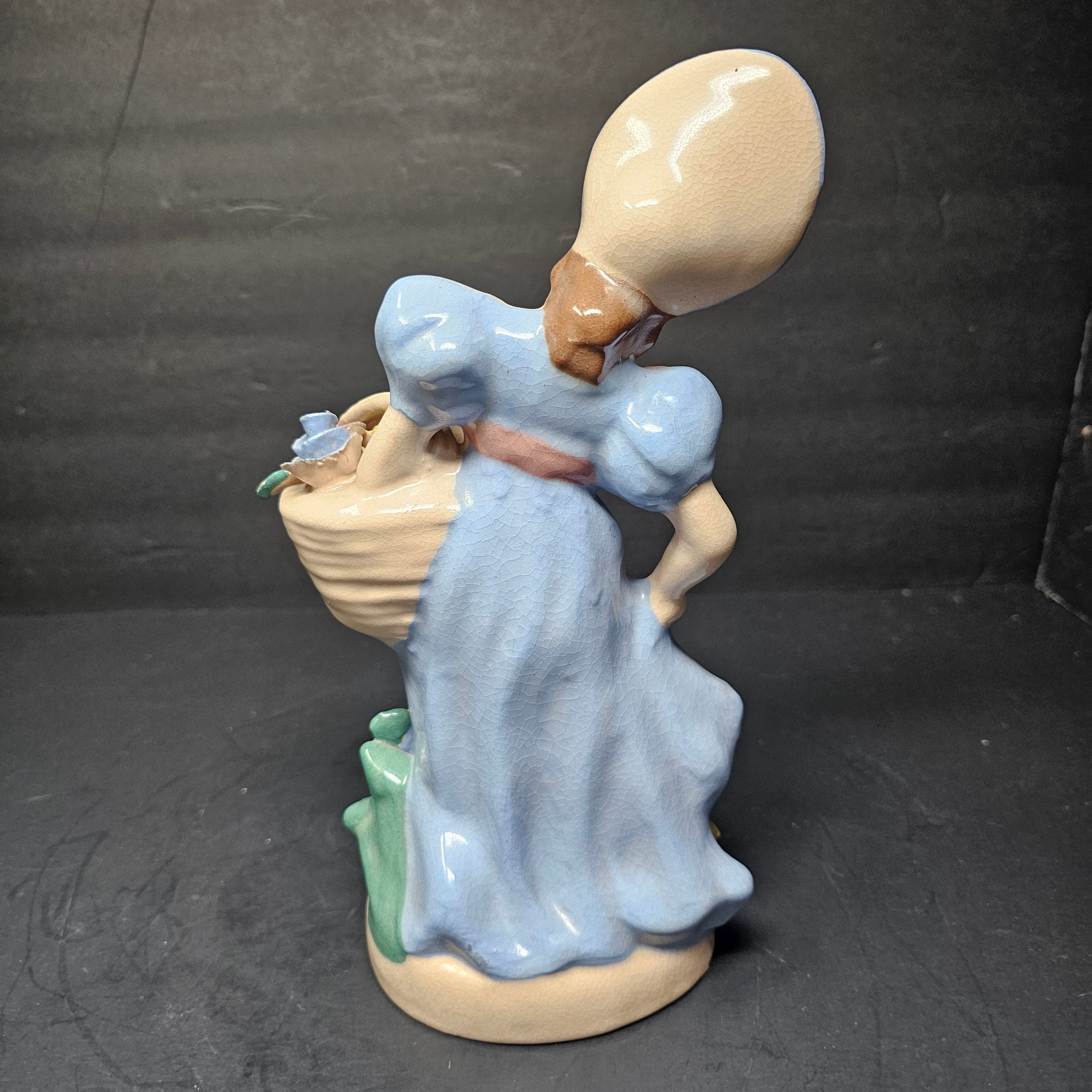 Vintage Kaye Of Hollywood California Lady With Basket Of Flowers Figurine