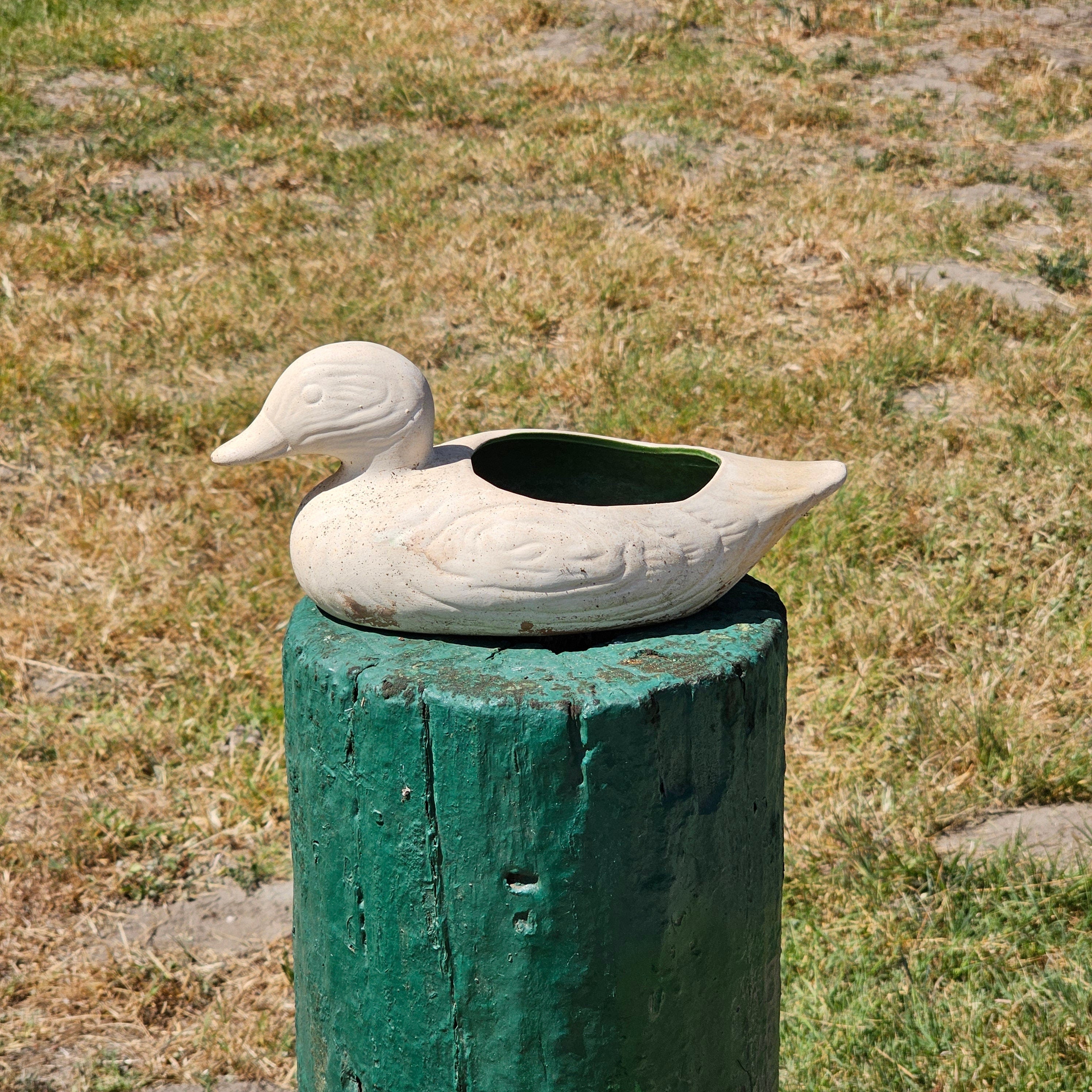 California Pottery Clay Duck Planter White 11" L