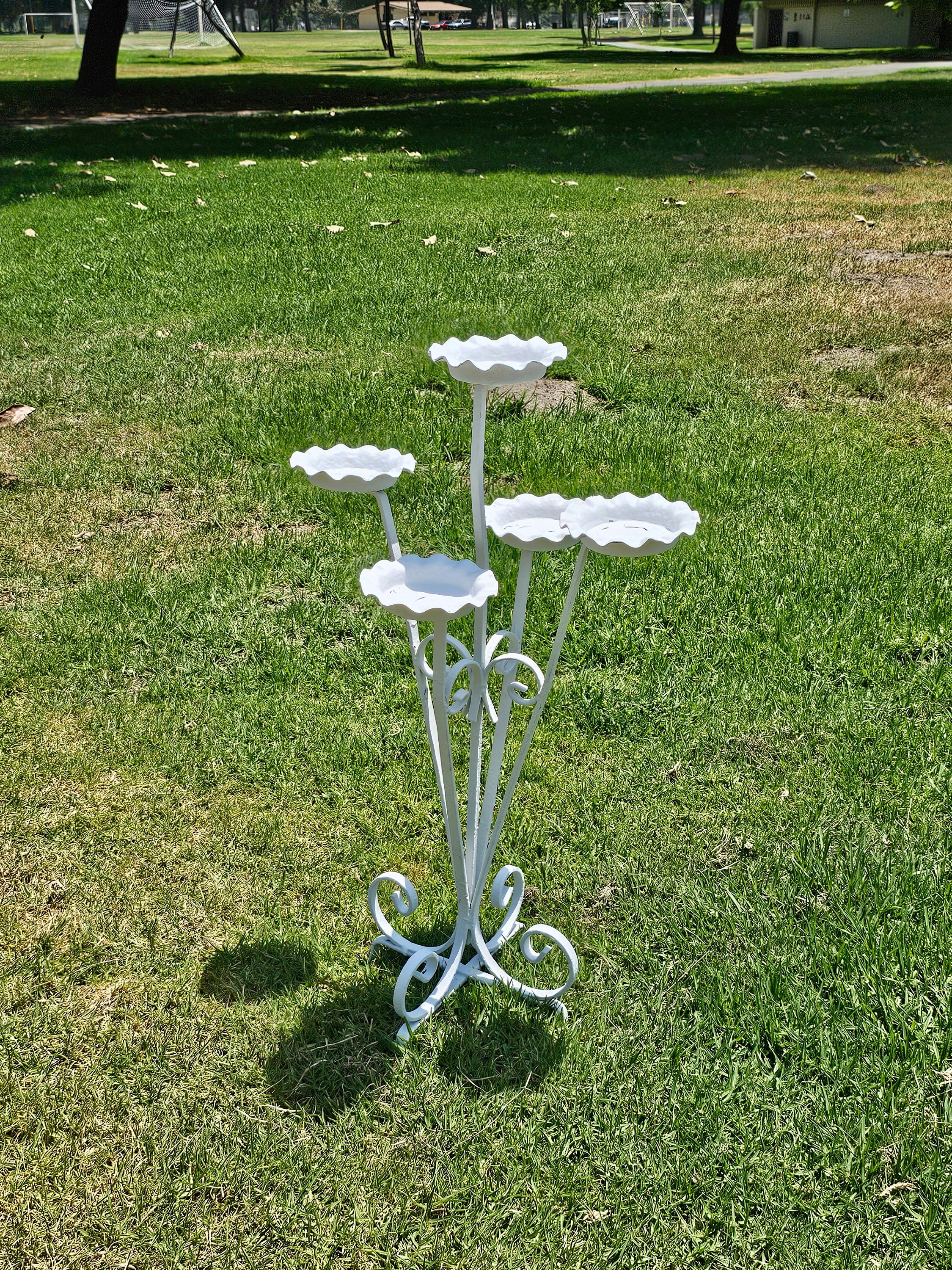 White Tree Tiered Metal Scroll Plant Stand 5 Pot Holders H 33"