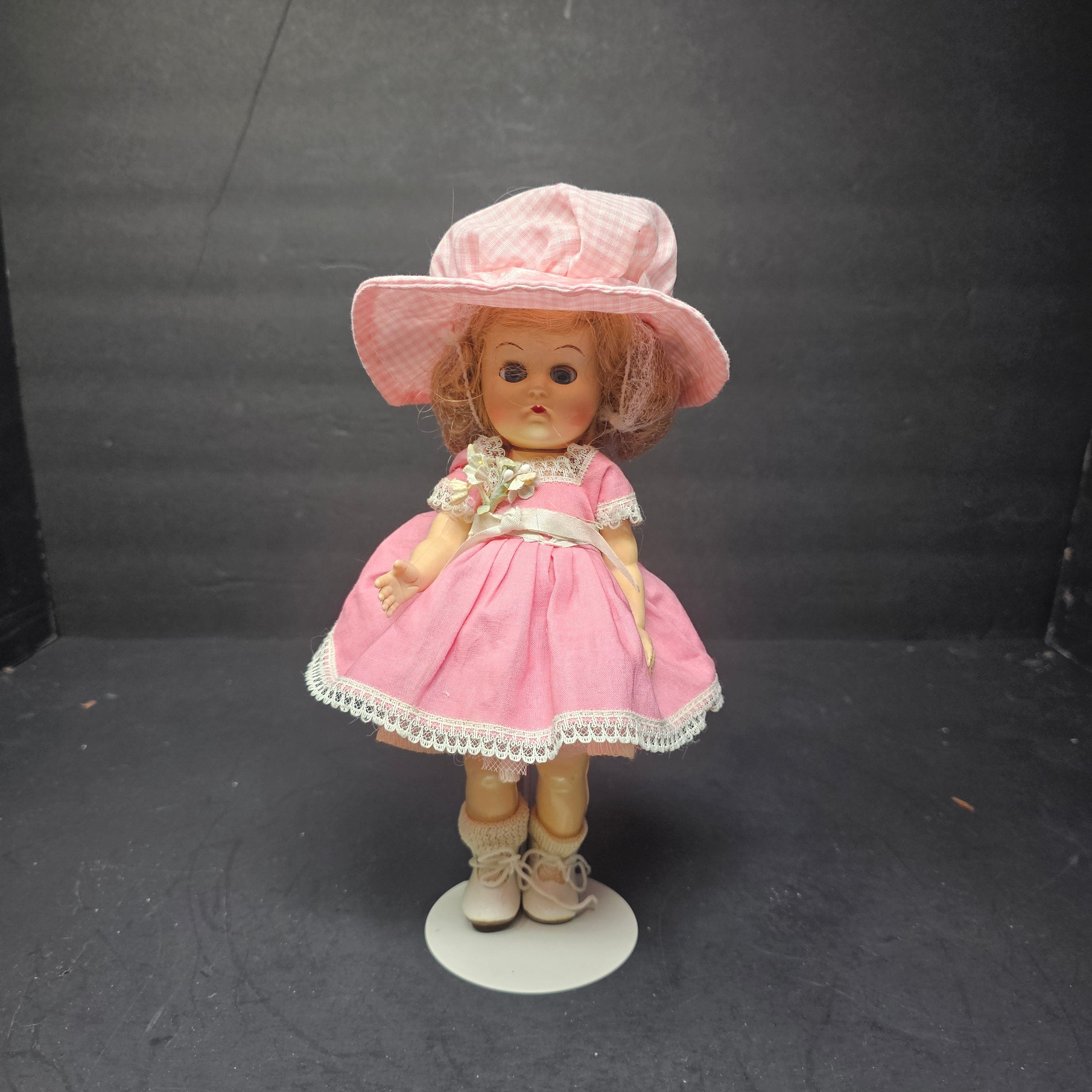 Vintage Vogue Ginny Style Doll In Pink Dress 9" No Markings