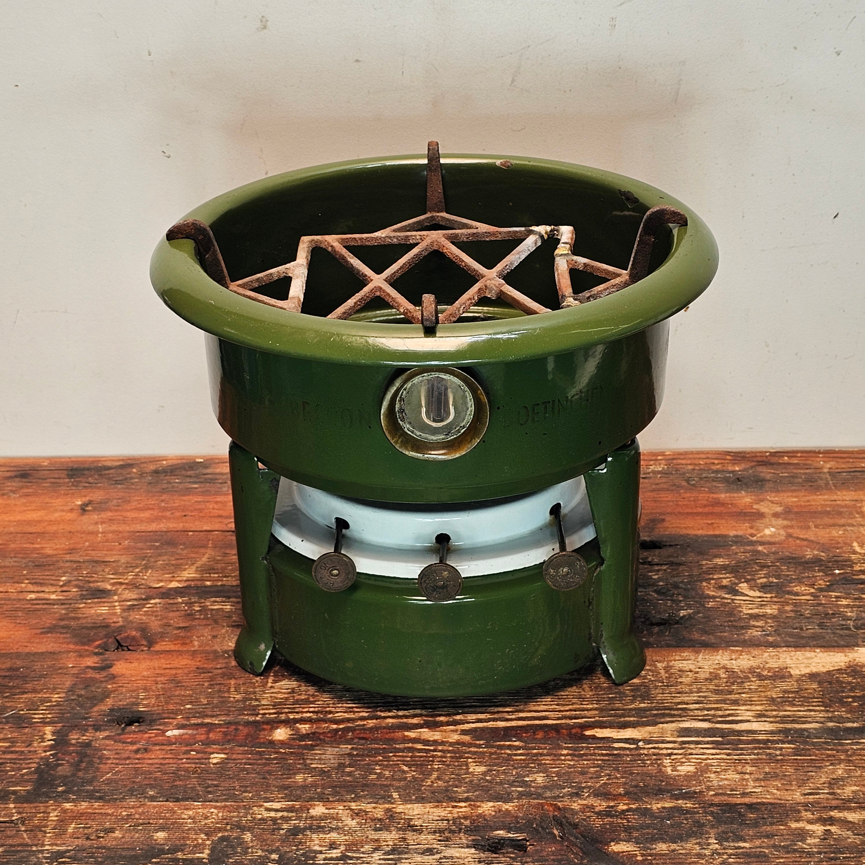 BECCON Enamelware Stove Kerosene 3-Wick Camping Cooker Green