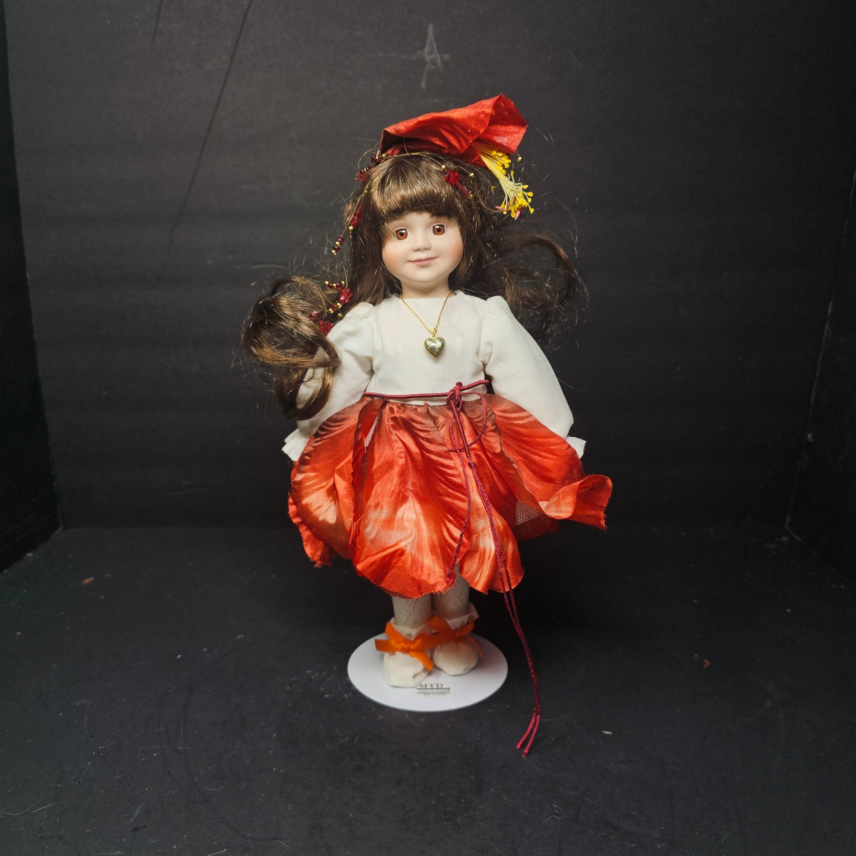 Marian Yu Design 12" Porcelain Doll Tropical 1980s
