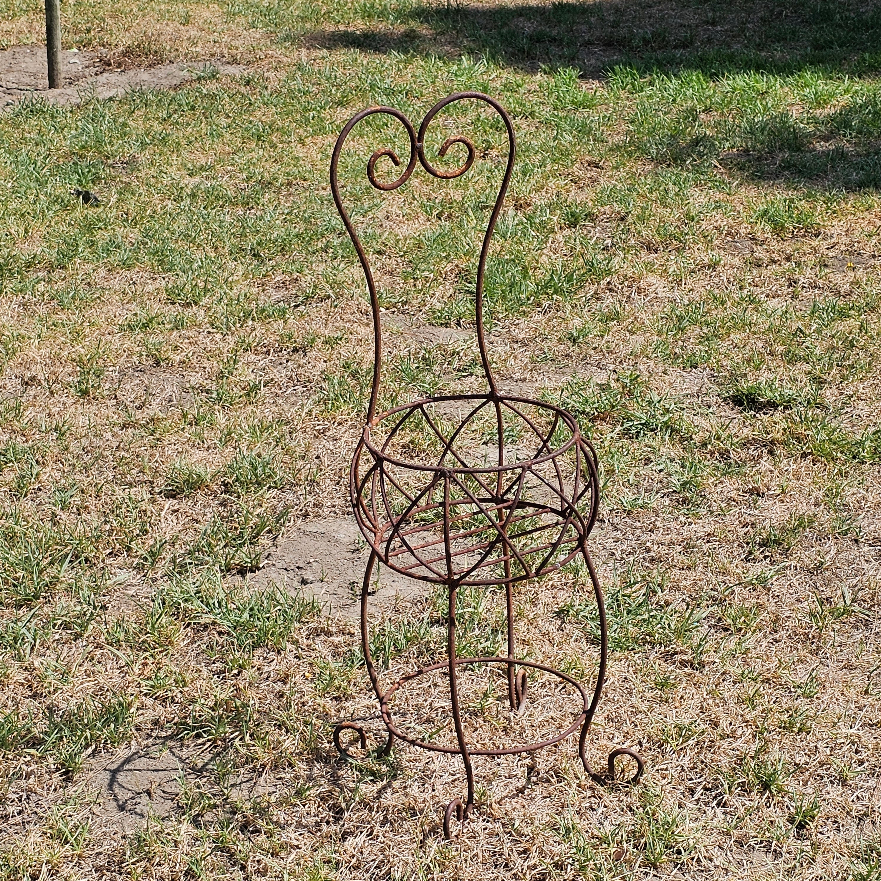 Rustic Metal Wire Chair Shaped Flower Pot Holder 35.5"H