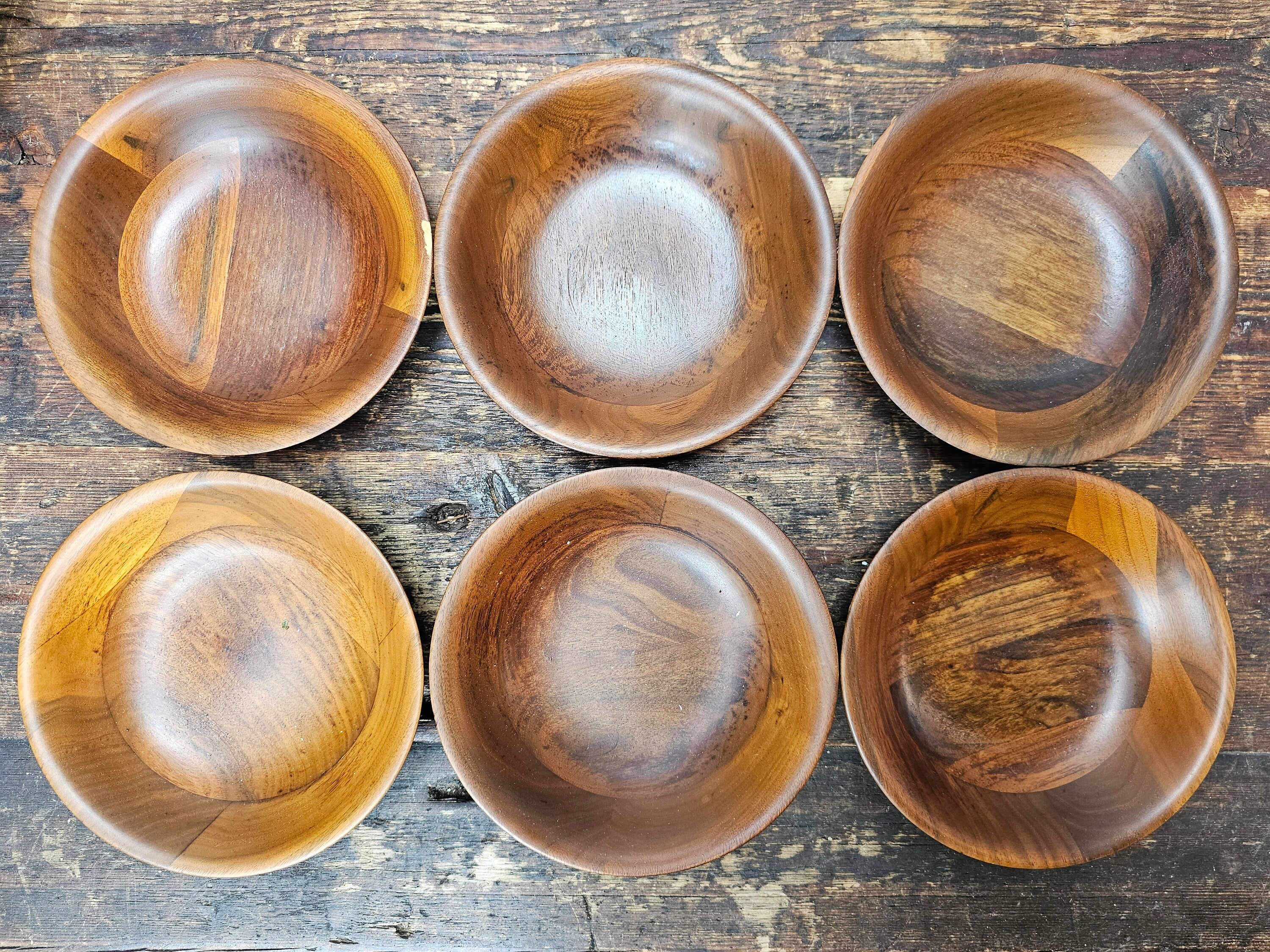 MCM Style Teak Salad Bowl Set 9 Pieces