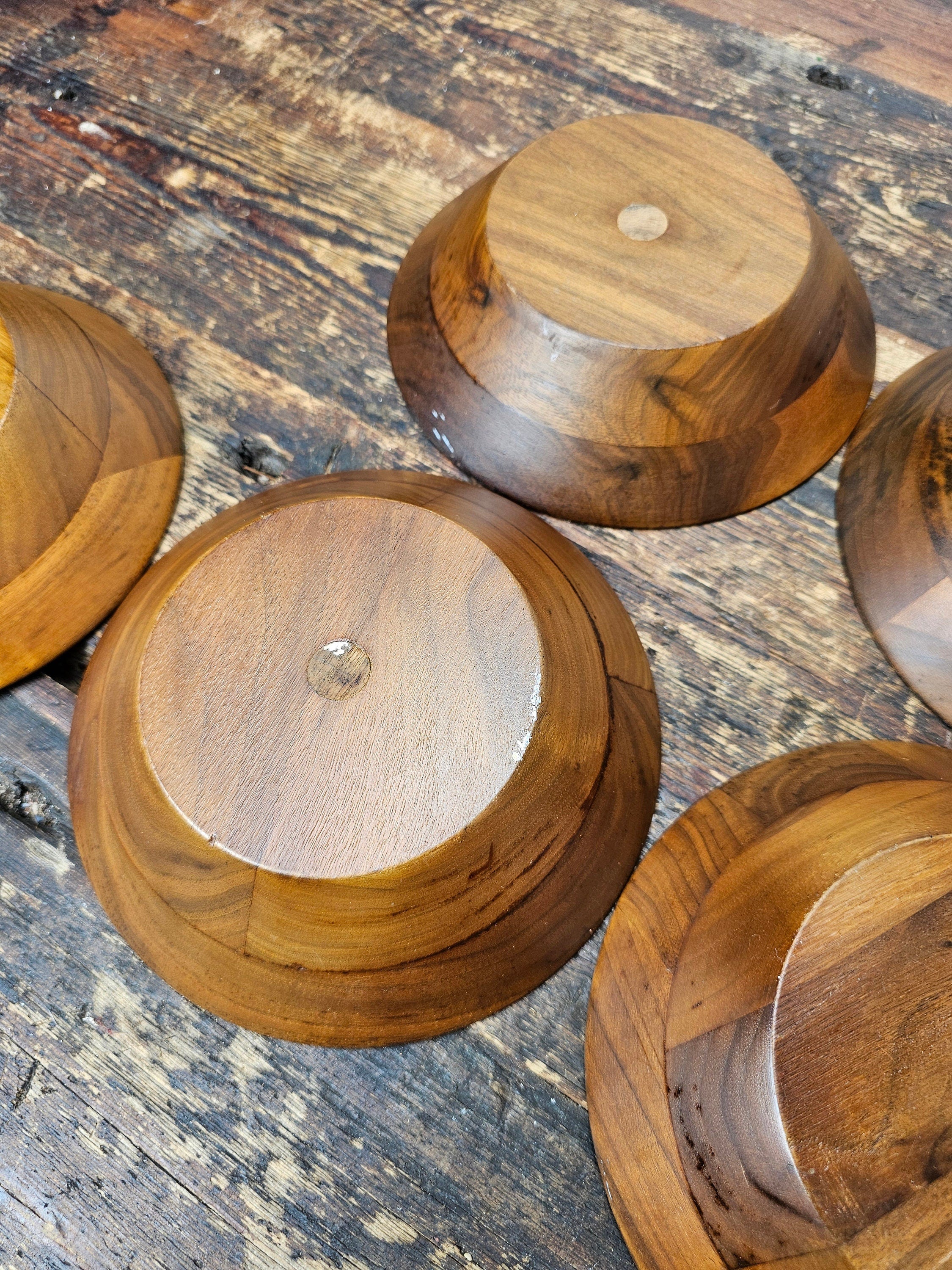 MCM Style Teak Salad Bowl Set 9 Pieces