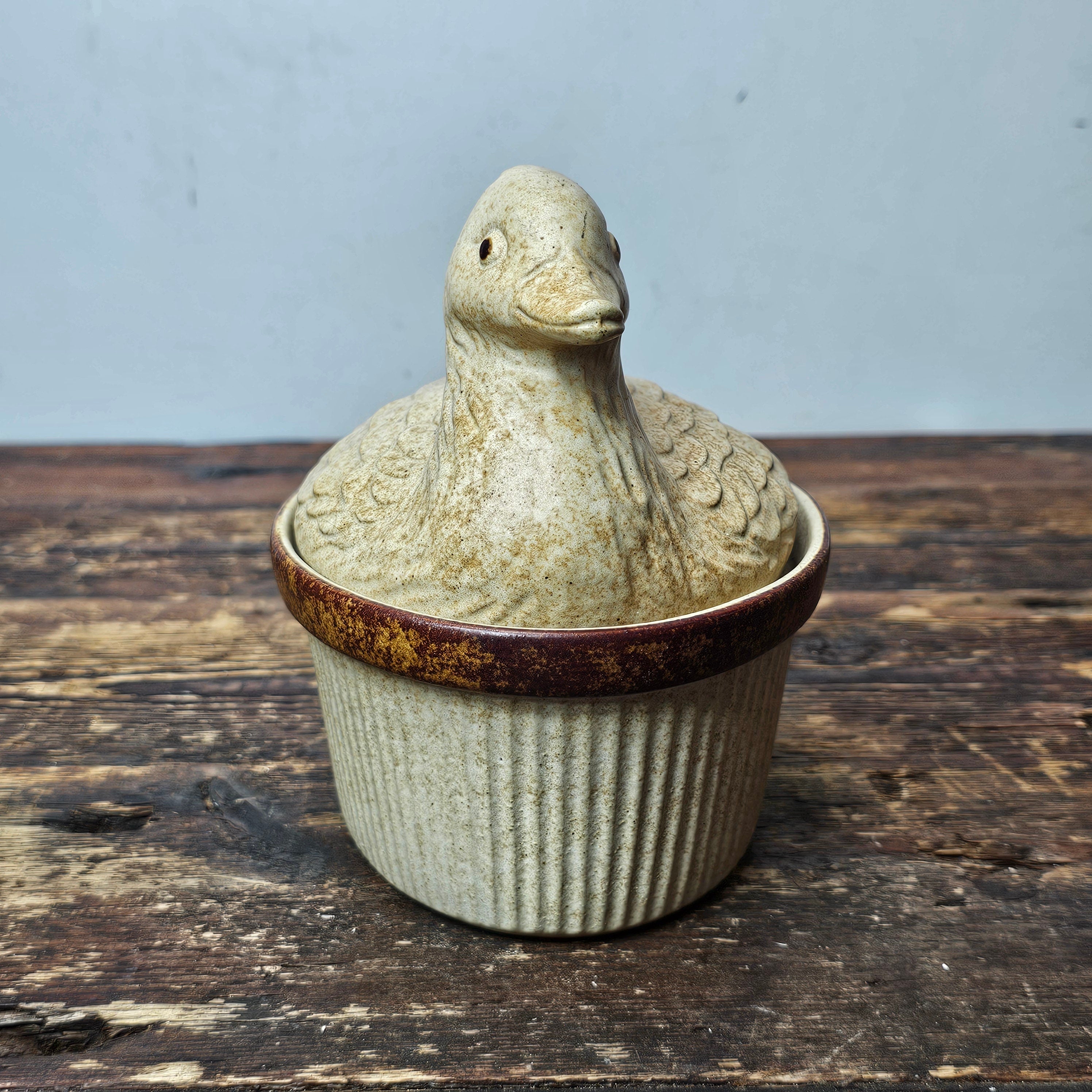American Pottery Craft Duck Ramikin 6.5" Lidded Casserole Dish USA