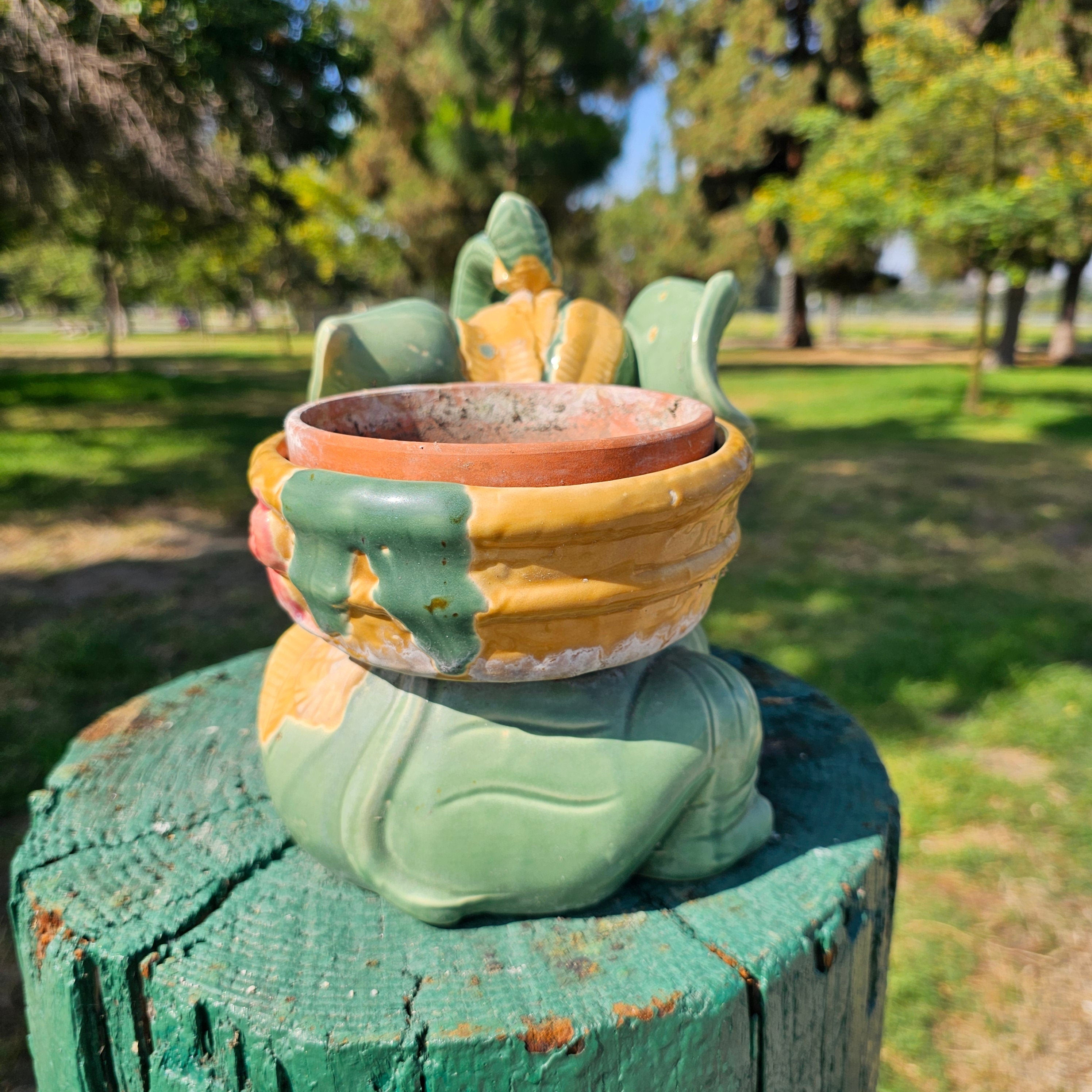 Vintage Elephant Planter 11" x 7" x 8.5" H