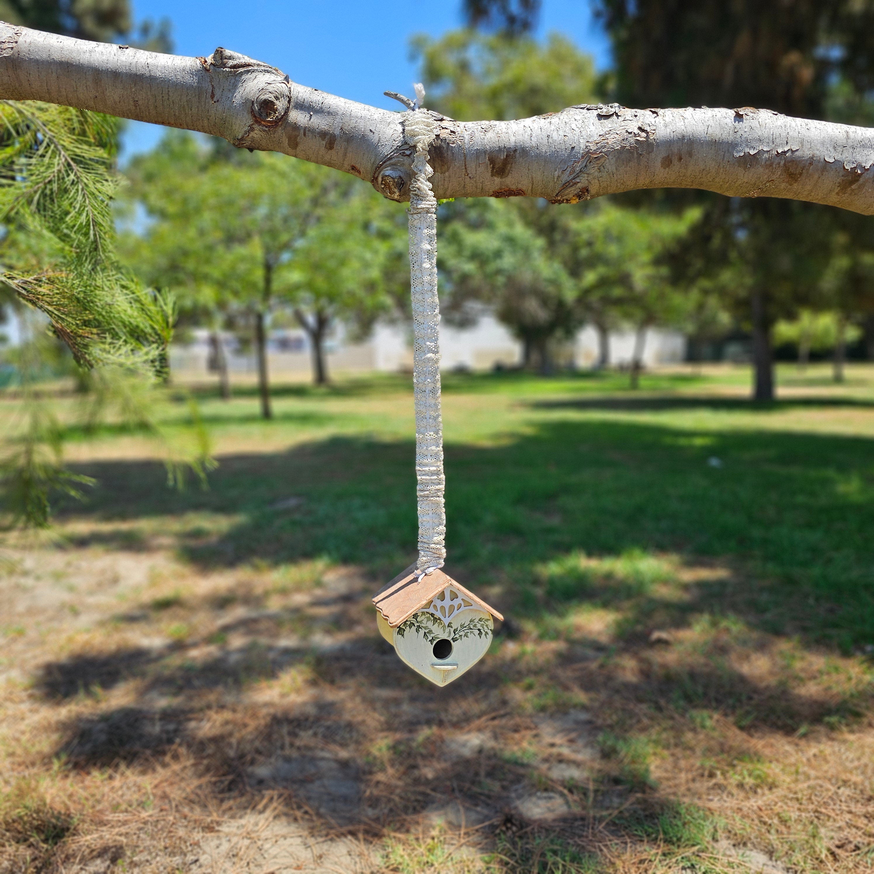 Rustic Hanging Bird House 6"L x 6"D x 5.5"H