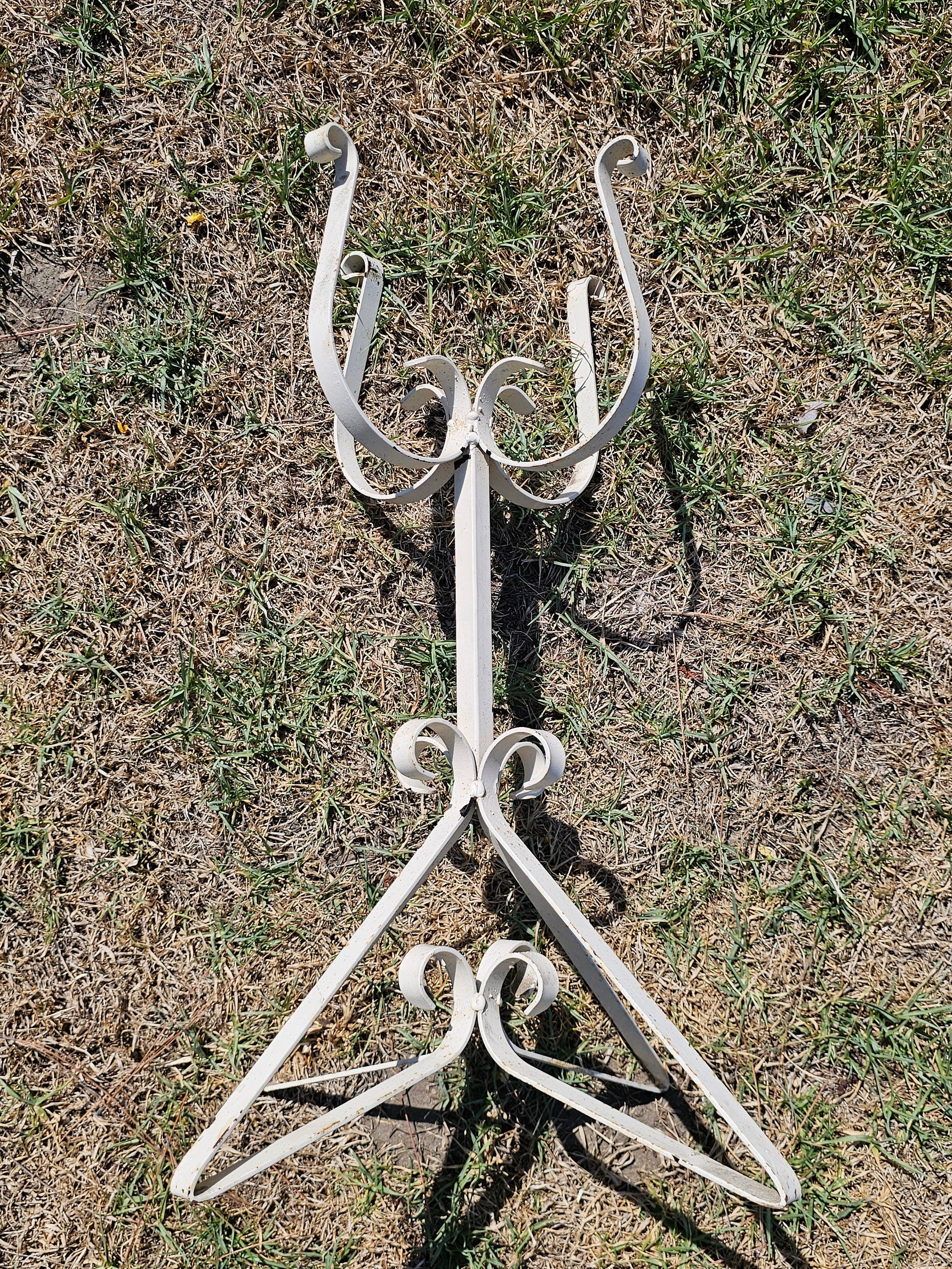 Rustic Metal White Flower Pot Stand 25.5"H Shabby Chic