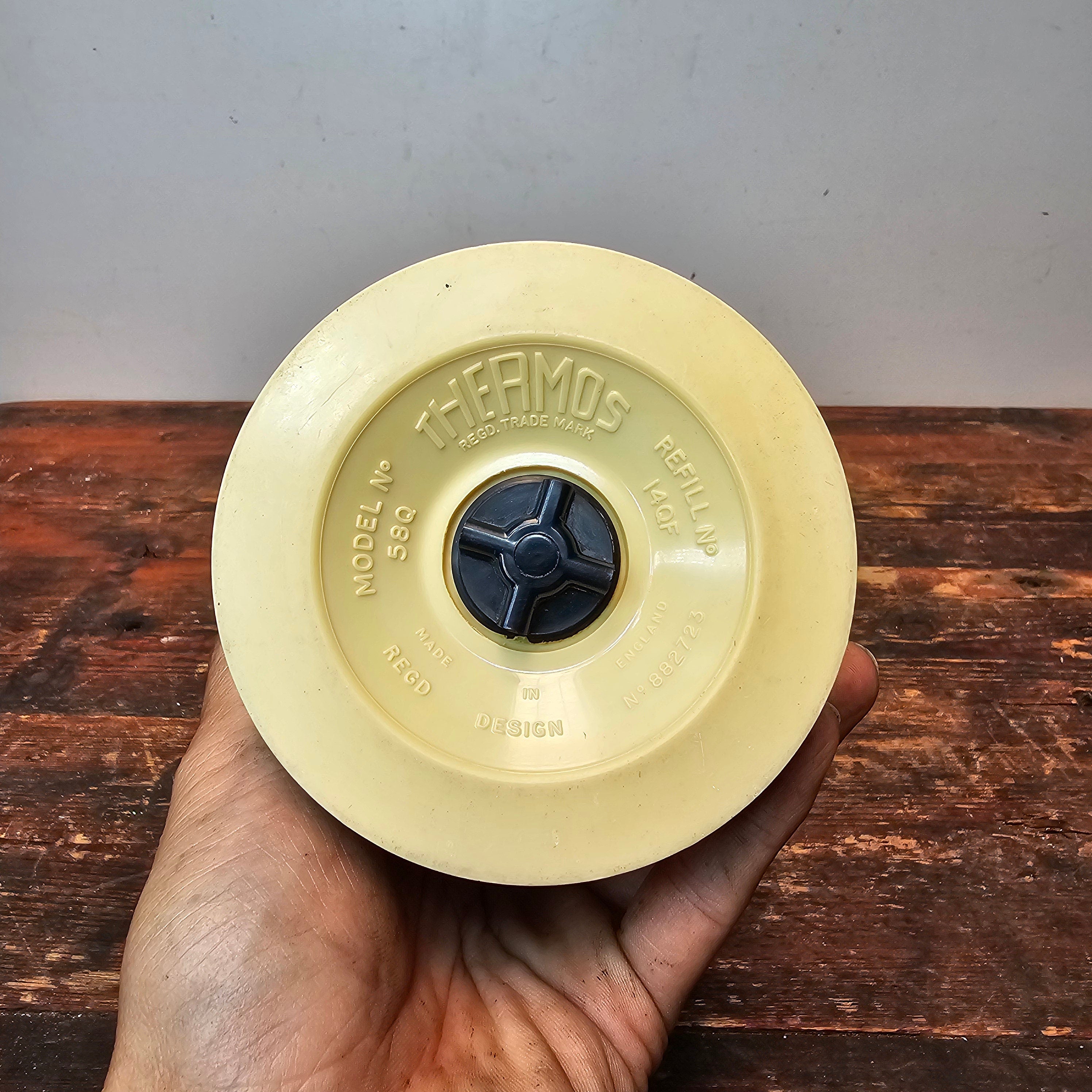 Thermos Vacuum Jag Flask 58Q Black & Yellow Made In England 1950's