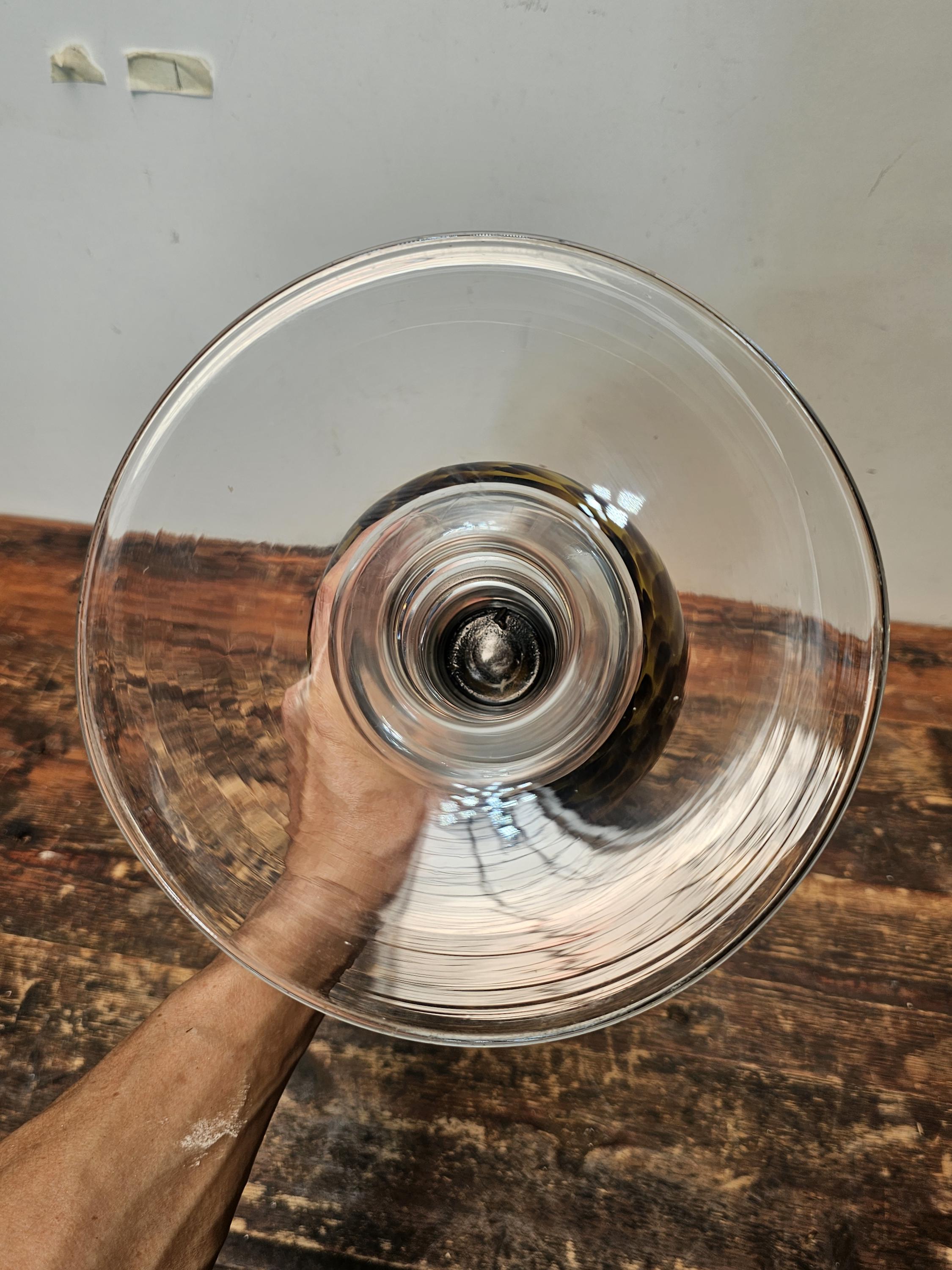 Large Tortoise Shell Hand Blown Glass Flower Vase 7.75" Dia x 20.75" H