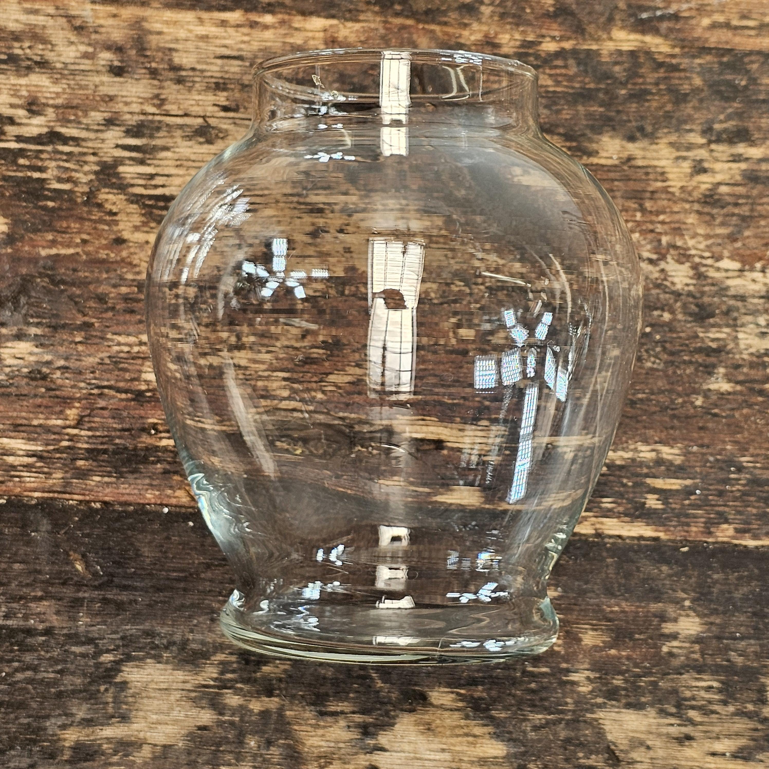 Vintage Apothecary Clear Glass Ginger Jar 4" Dia x 7.5" H
