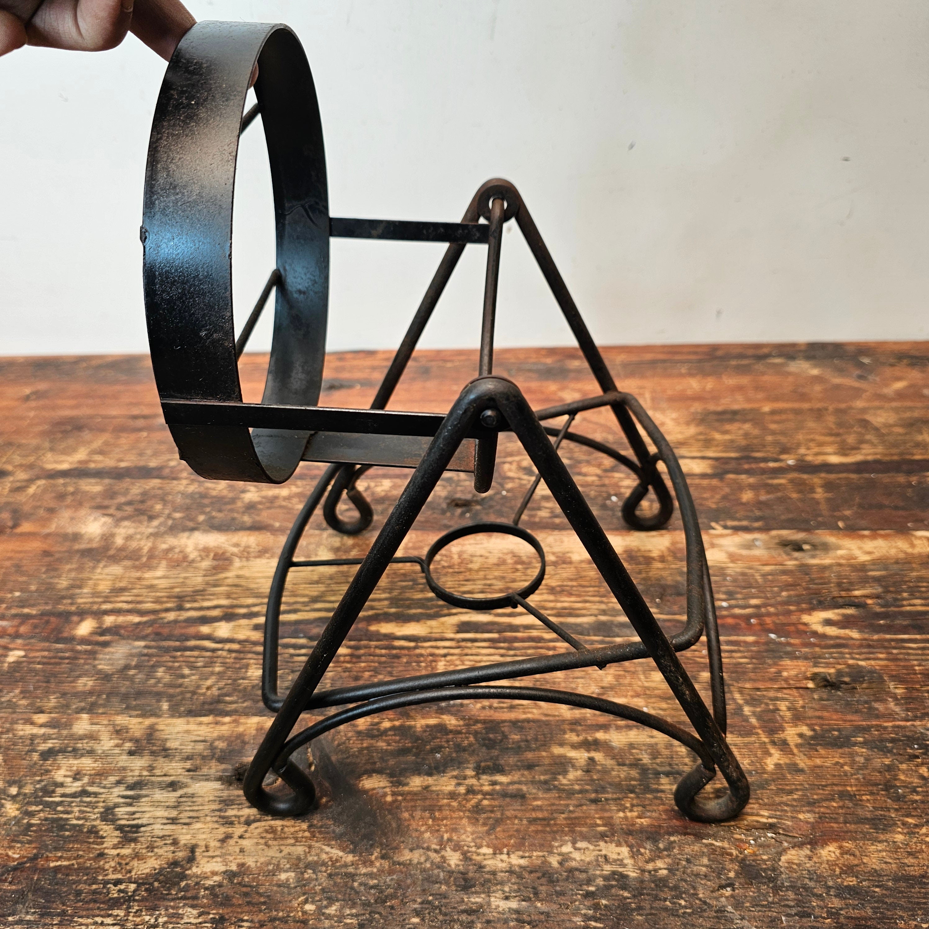Wrought Iron Bottle Holder Swing Cradle / Flower Pot Holder 8" H x 8" D x 7.5" W