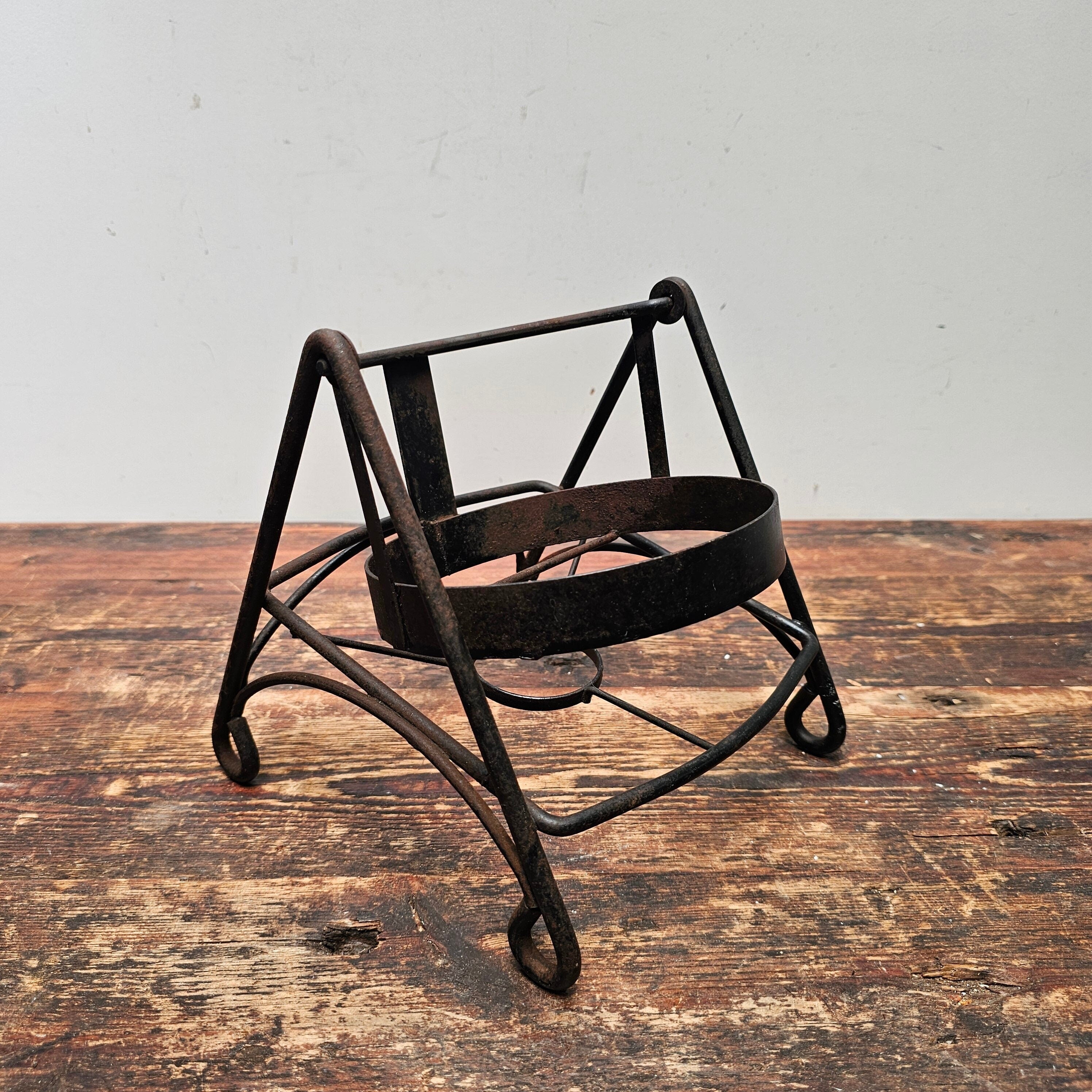 Wrought Iron Bottle Holder Swing Cradle / Flower Pot Holder 8" H x 8" D x 7.5" W
