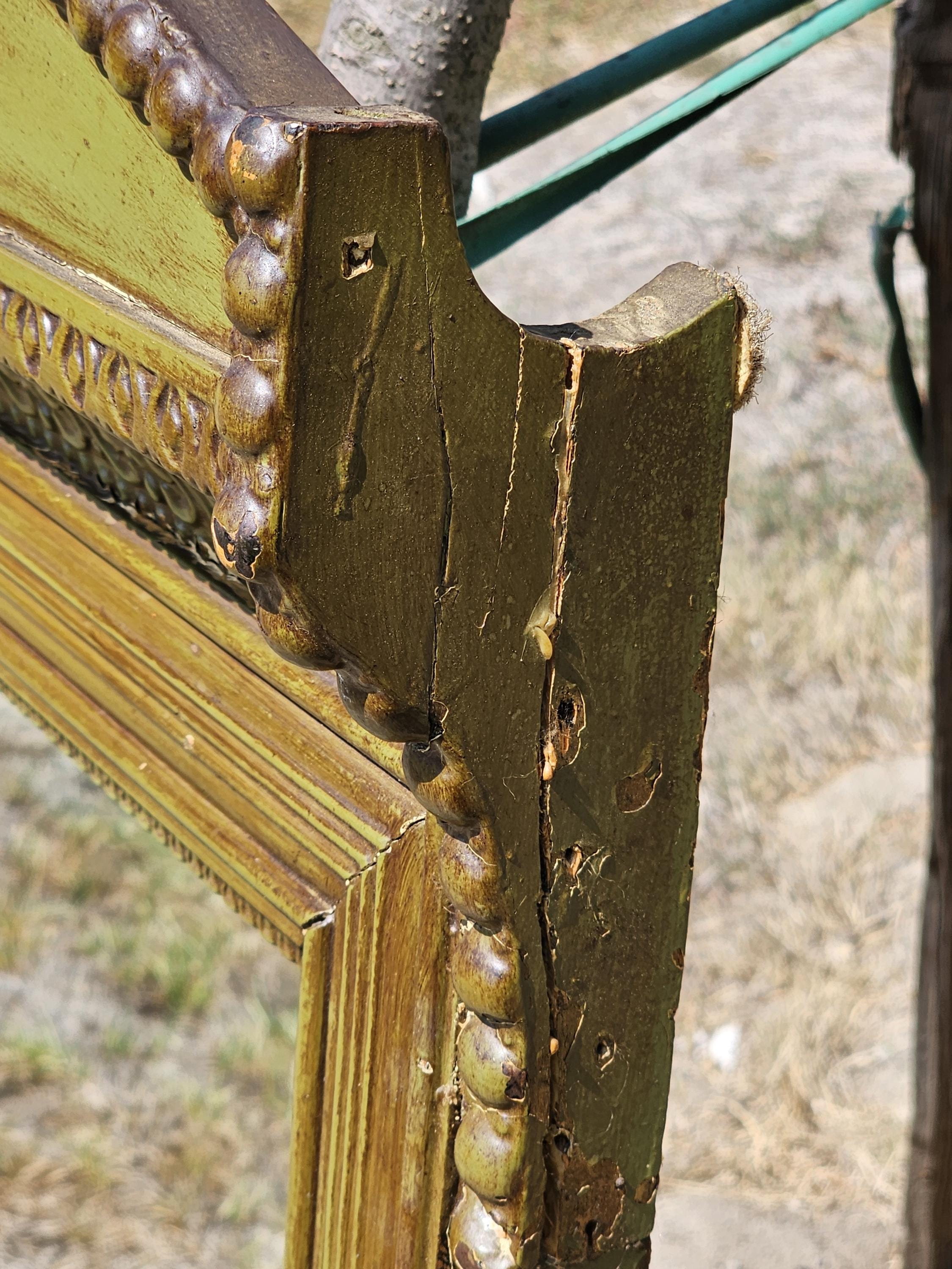 Local Pickup Only Antique Green Carved Wood Wall Mirror 54" Tall x 27.25" Wide x 4" D