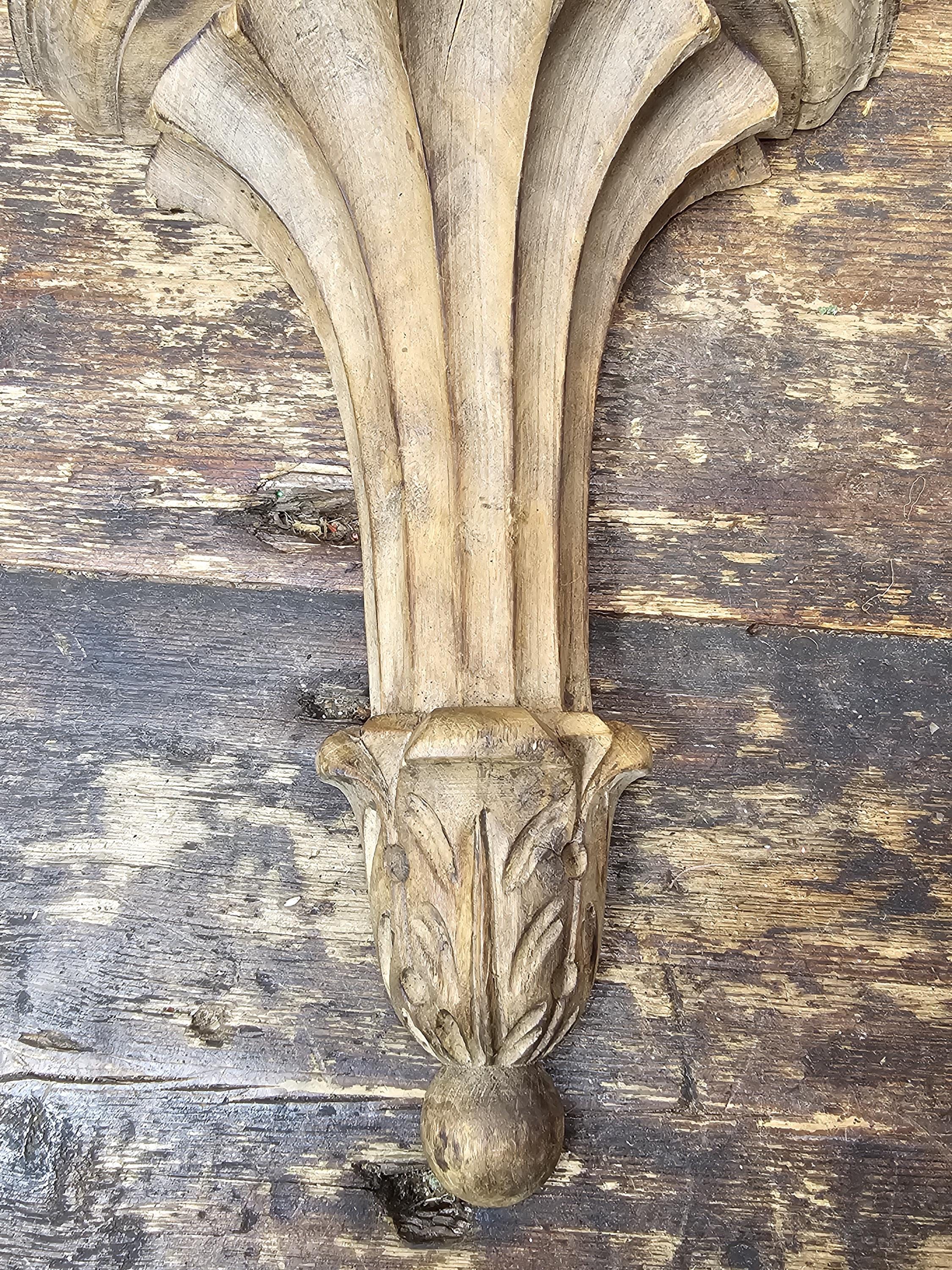 Vintage Hand Carved Italian Florentine Wood Shelf Bracket 9 5/8"H