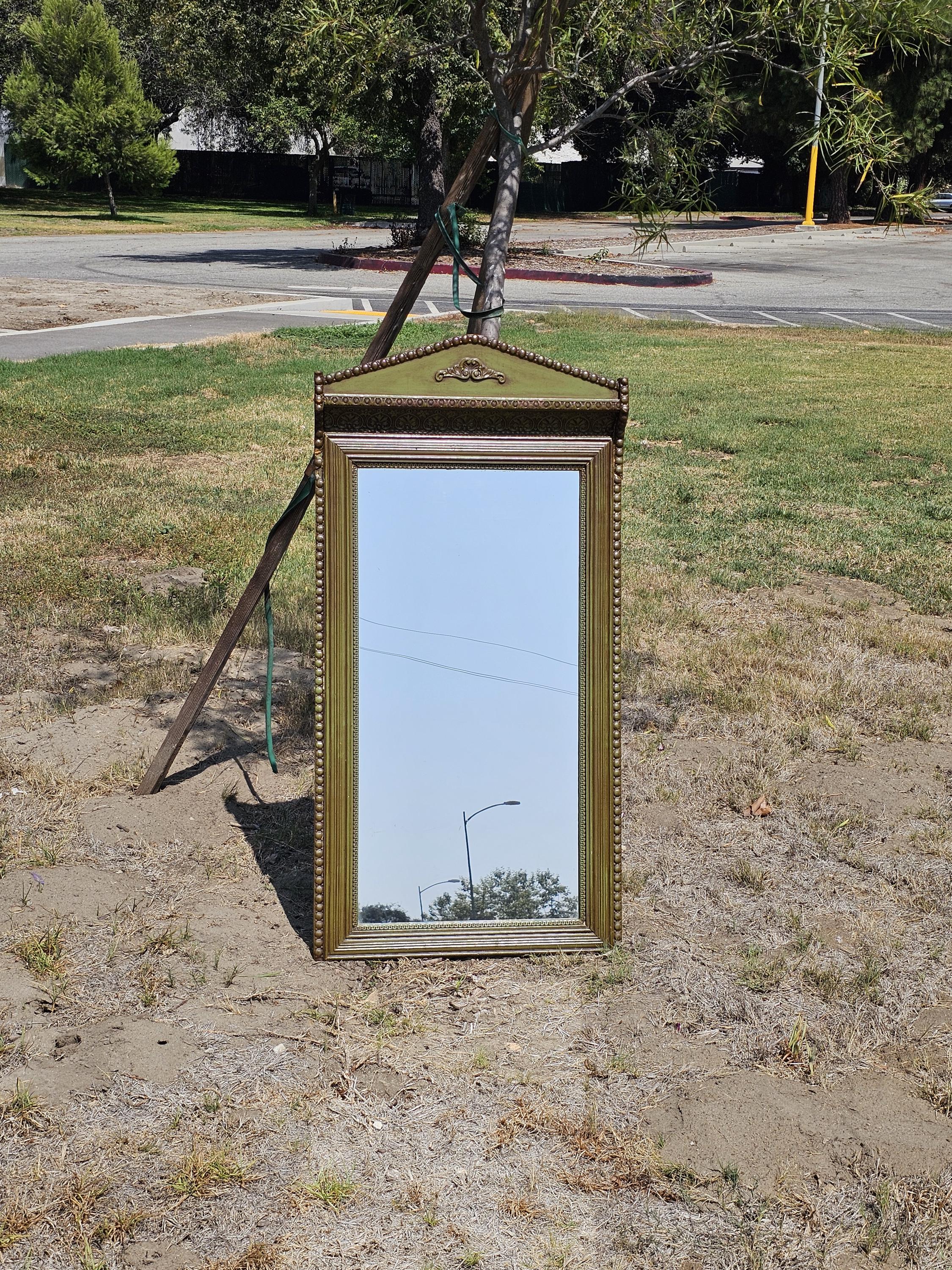 Local Pickup Only Antique Green Carved Wood Wall Mirror 54" Tall x 27.25" Wide x 4" D