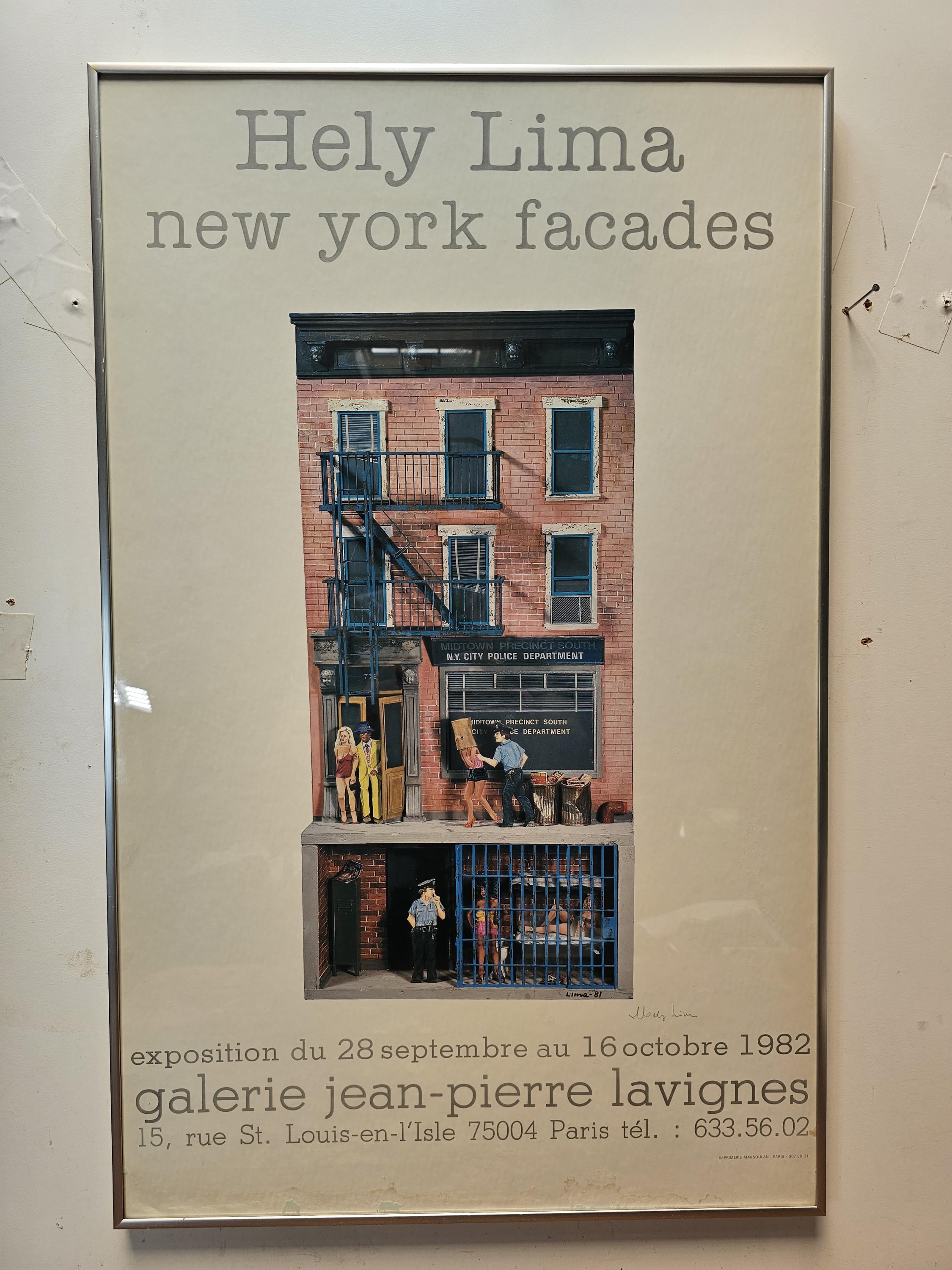 Hely Lima Signed - New York Facades, 1981 - 1982 - Exhibition Poster