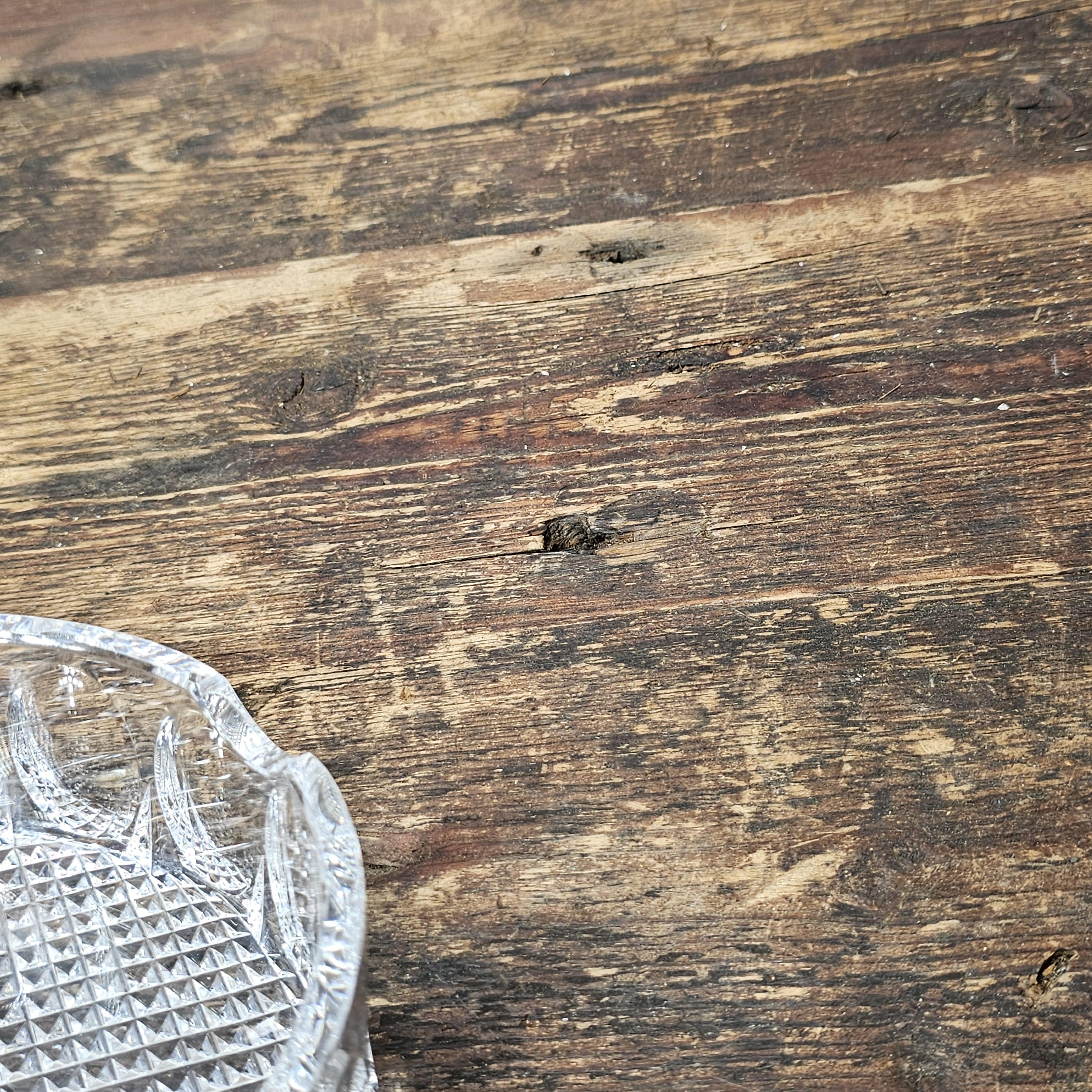 Vintage Crystal Glass Round Cigar Ashtray Trinket 6"Dia x 2"H