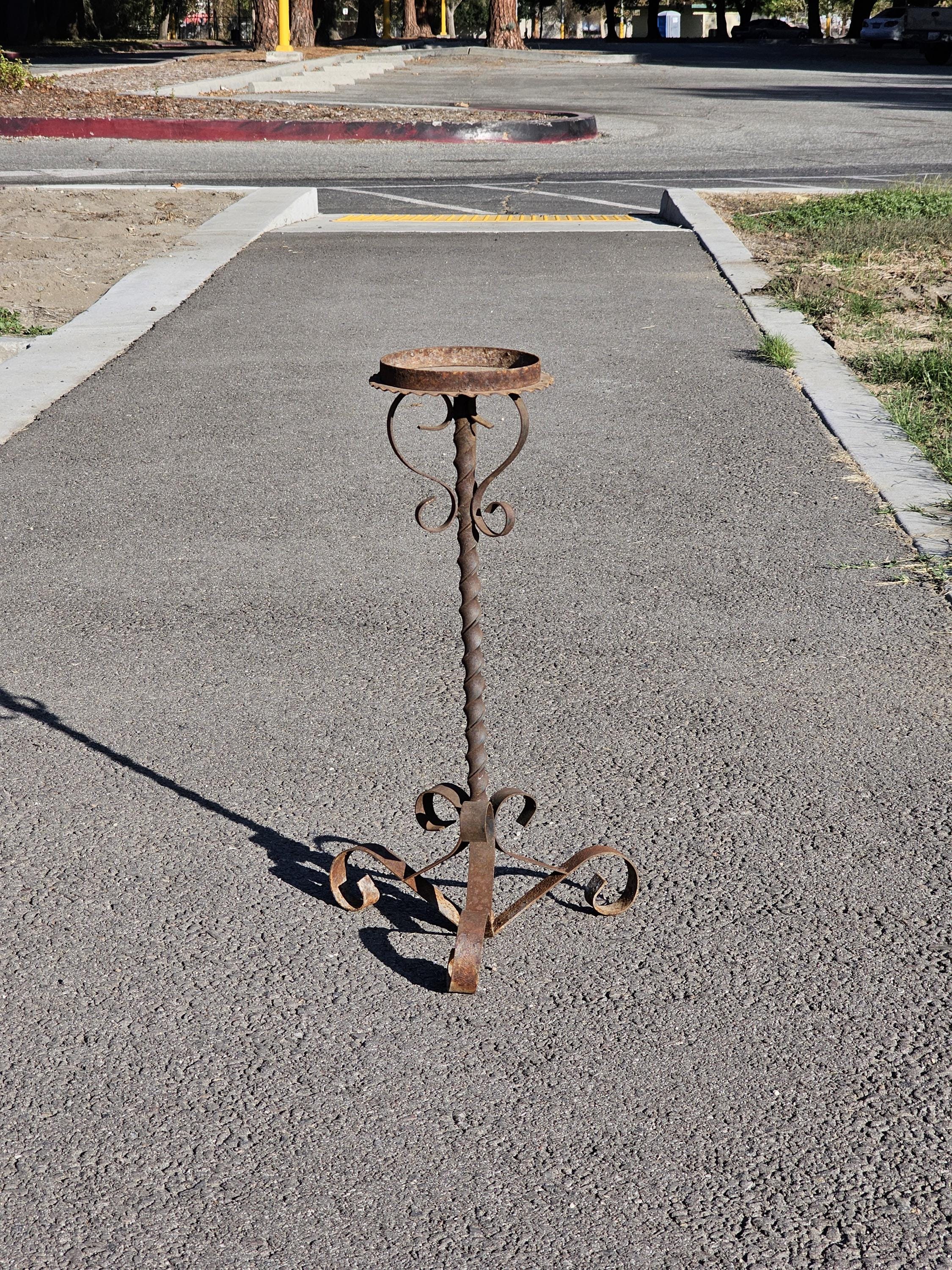Rusty Scrolled Metal Candle Holder / Plant Stand 20.5"H