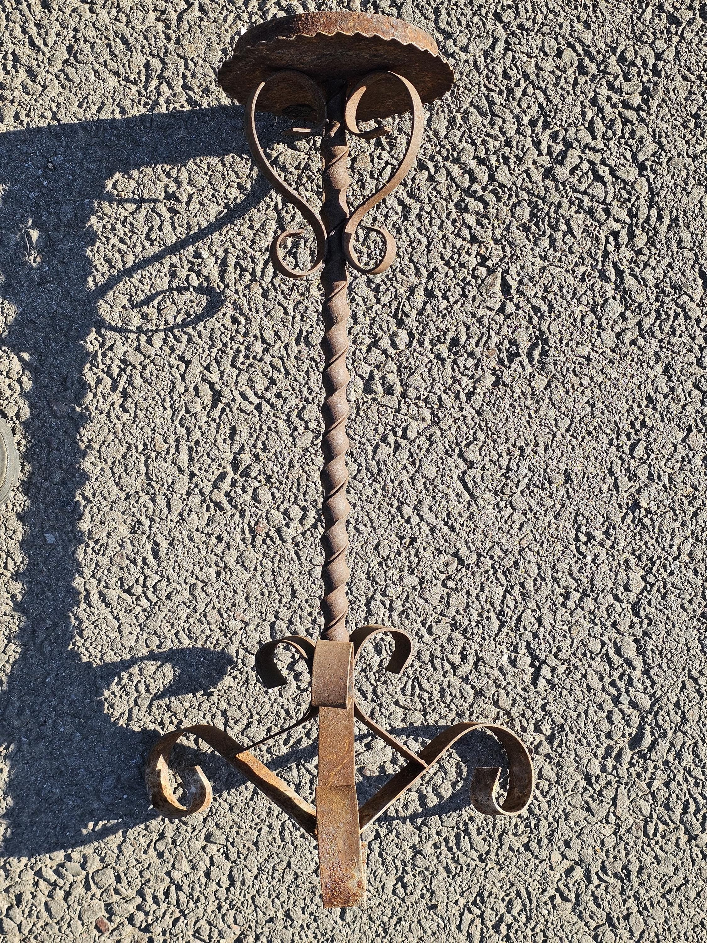 Rusty Scrolled Metal Candle Holder / Plant Stand 20.5"H