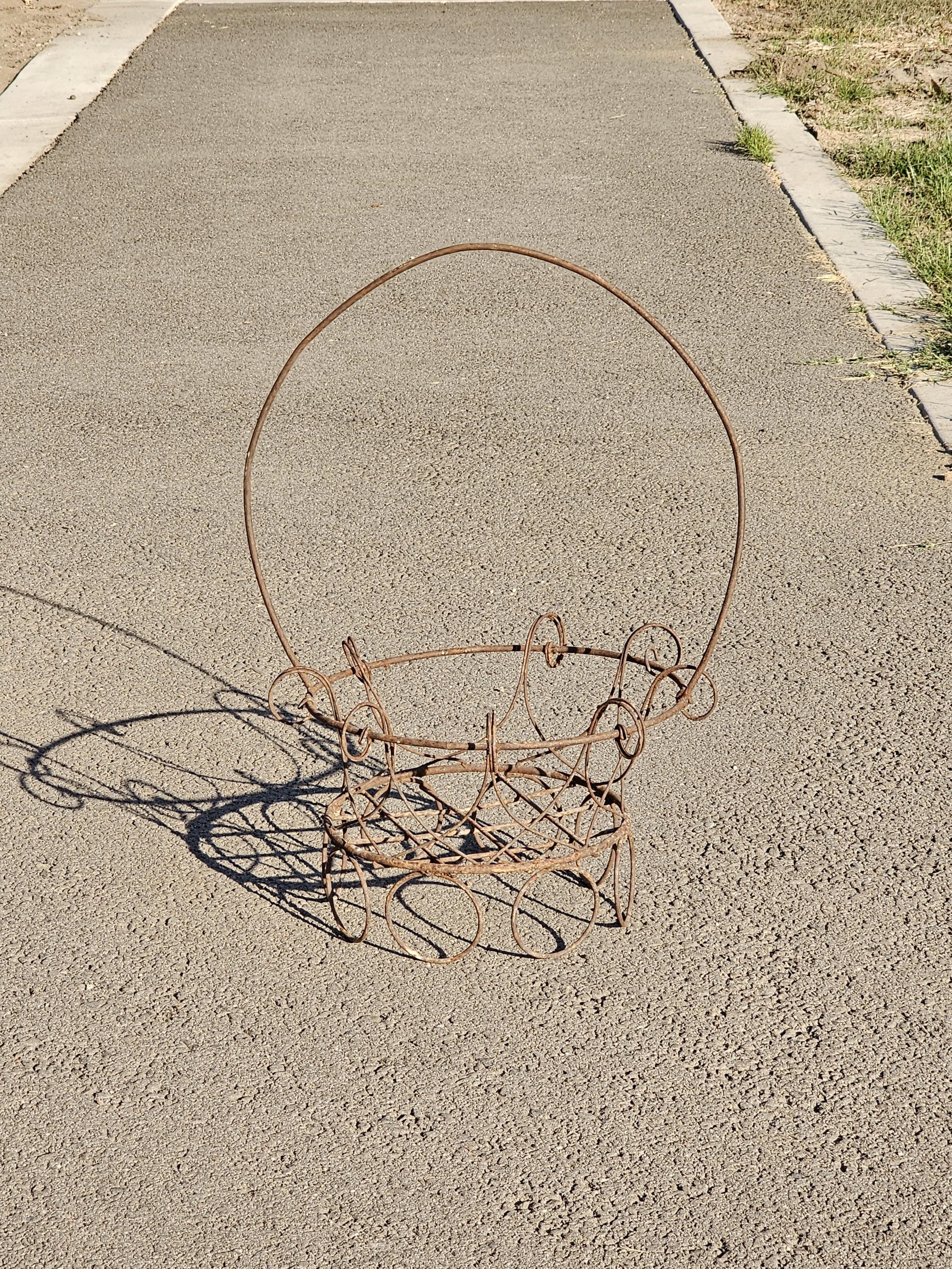 Vintage Wire Basket Planter Rusty Garden Decor 25"H
