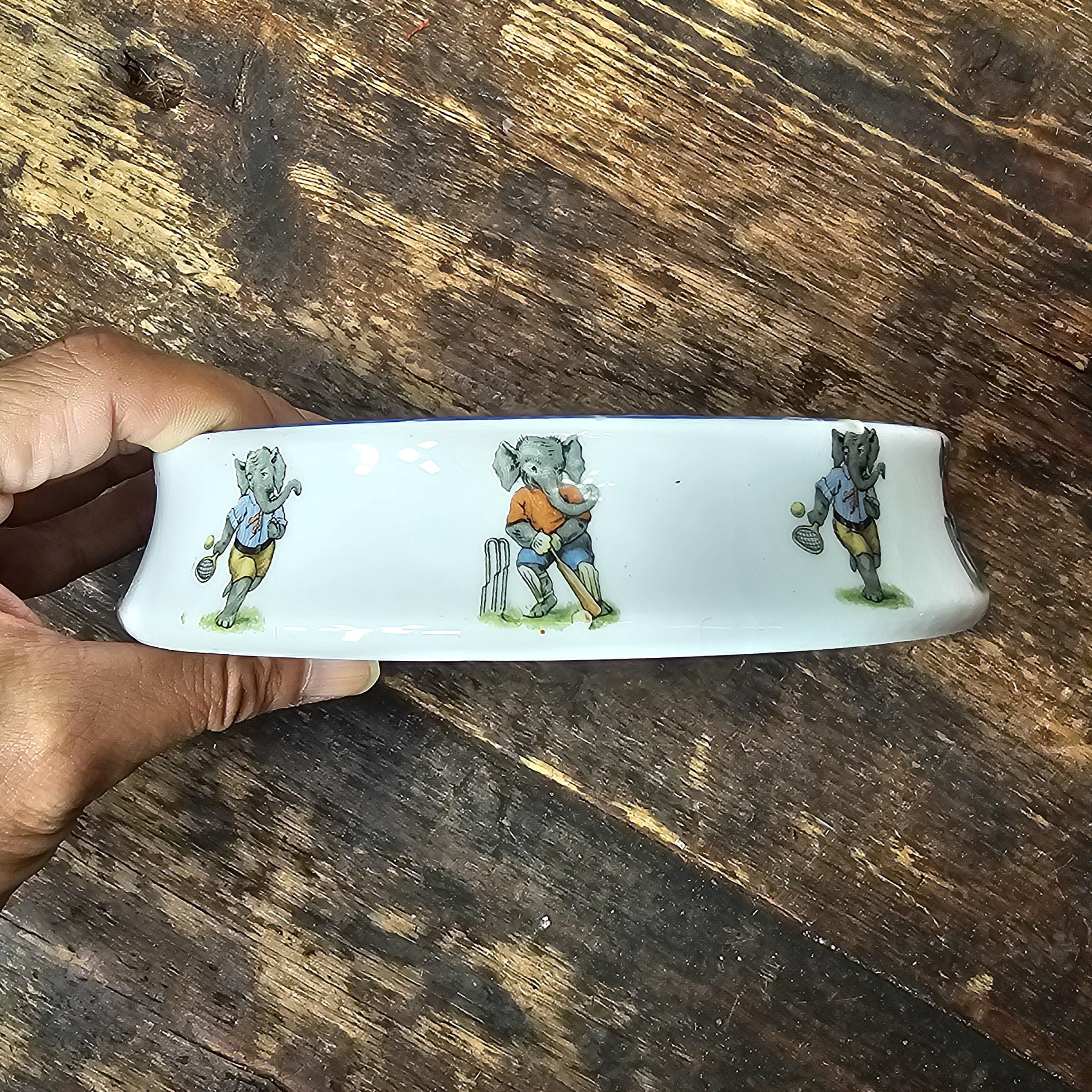 Antique German Porcelain Toddler Bowl Dish Pet Bowl Washday Theme