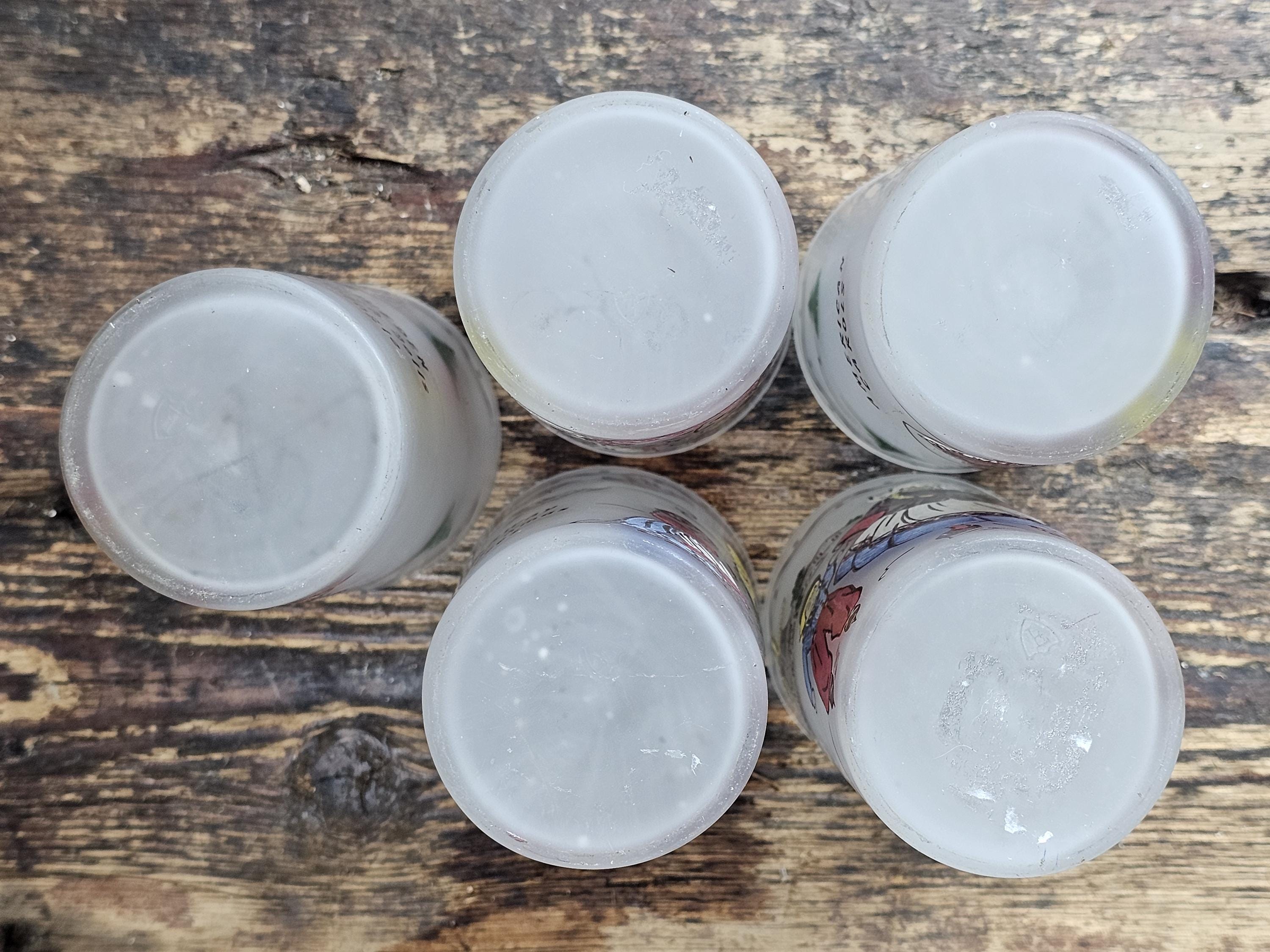 Set of 5 Vintage Frosted Barware Tumblers World Christmas Traditions