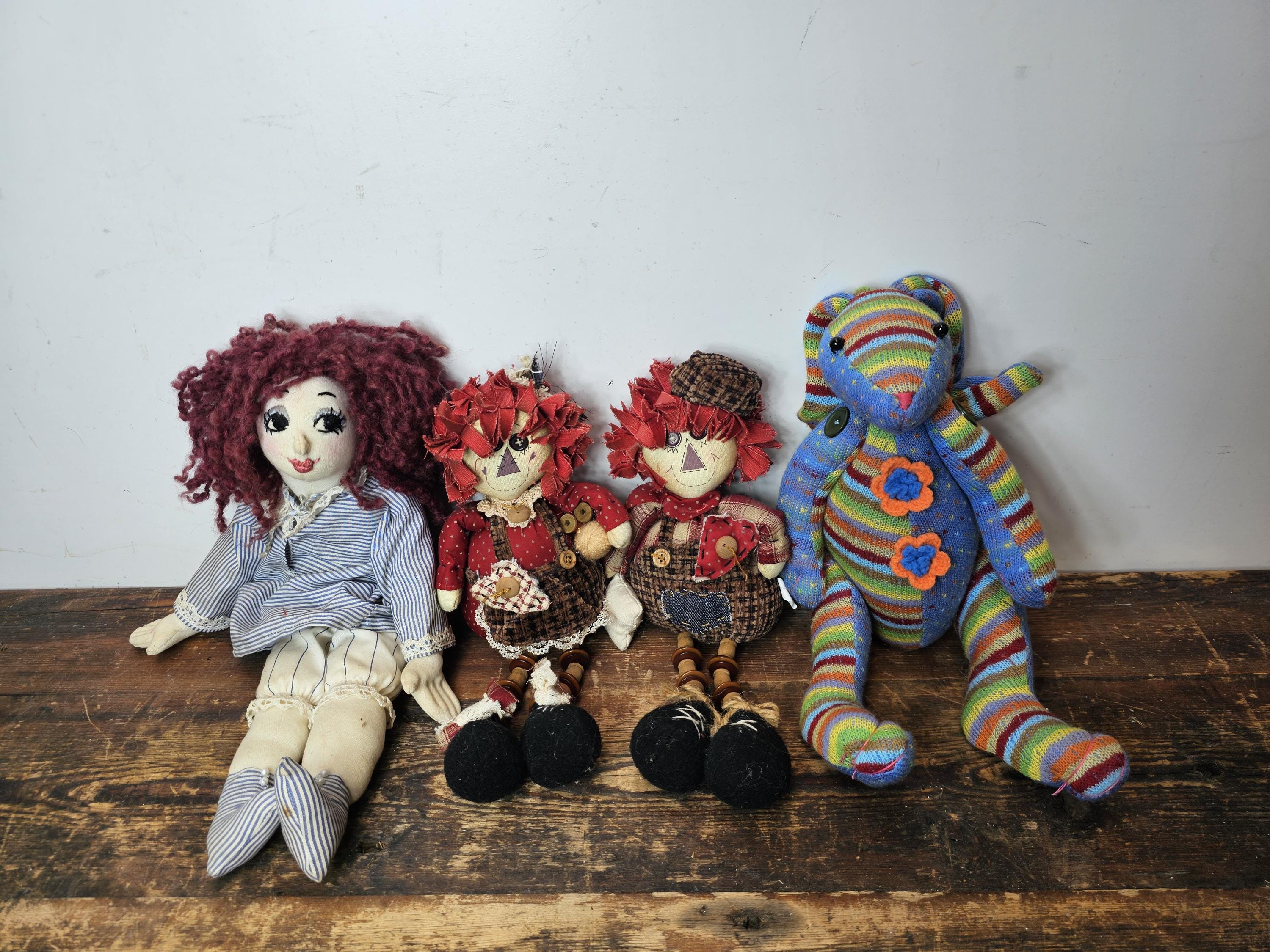 Set of 4 Rustic Shelf Sitters Stuffed Plush Dolls