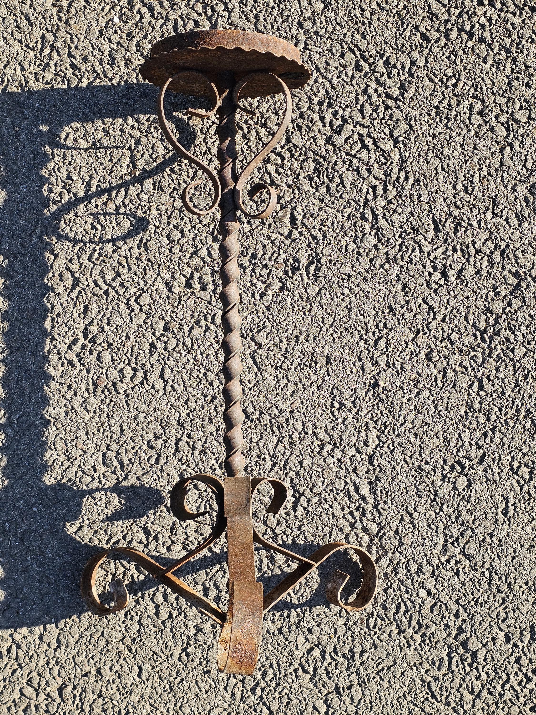 Rusty Scrolled Metal Candle Holder / Plant Stand 20.5"H